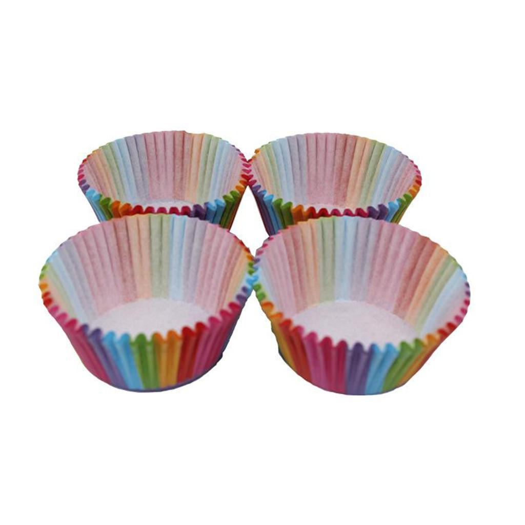 4x100x Rainbow Color Cupcake Muffin Liners Baking Paper Cup Standard Size