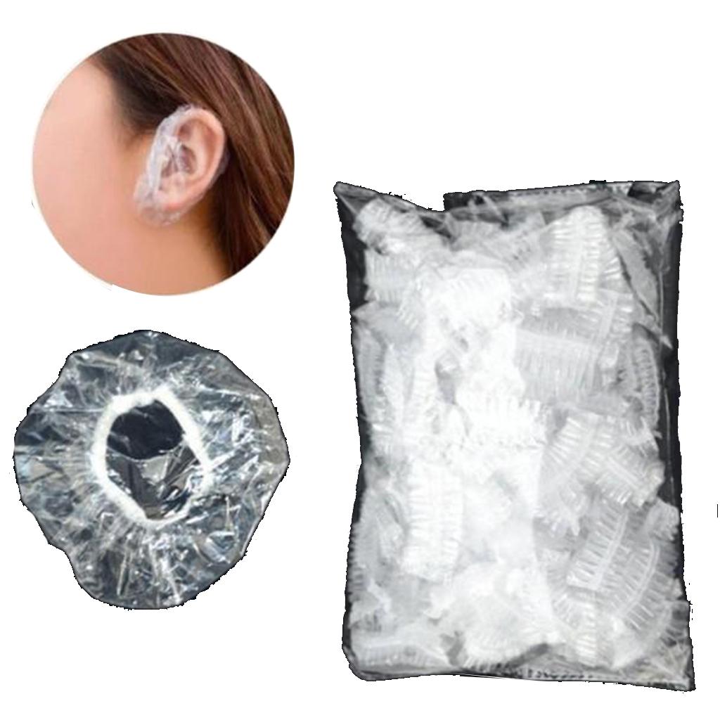 2x100PCS Ear Protector Caps Disposable Elastic Clear Shower Water Ear Covers