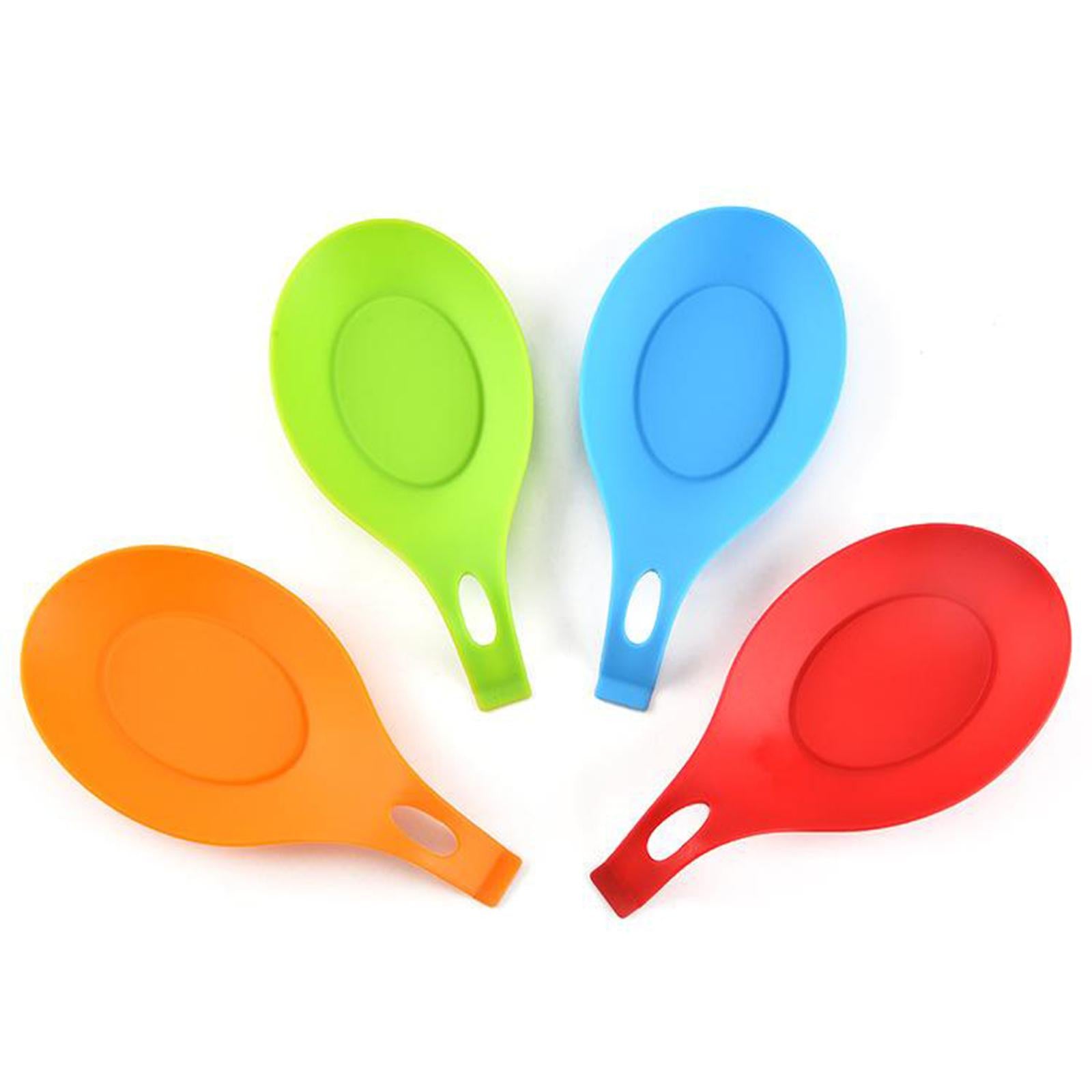 2xHeat Resistant Silicone Spoon Rest Kitchen Utensil Spatula Holder Tool Aid Red