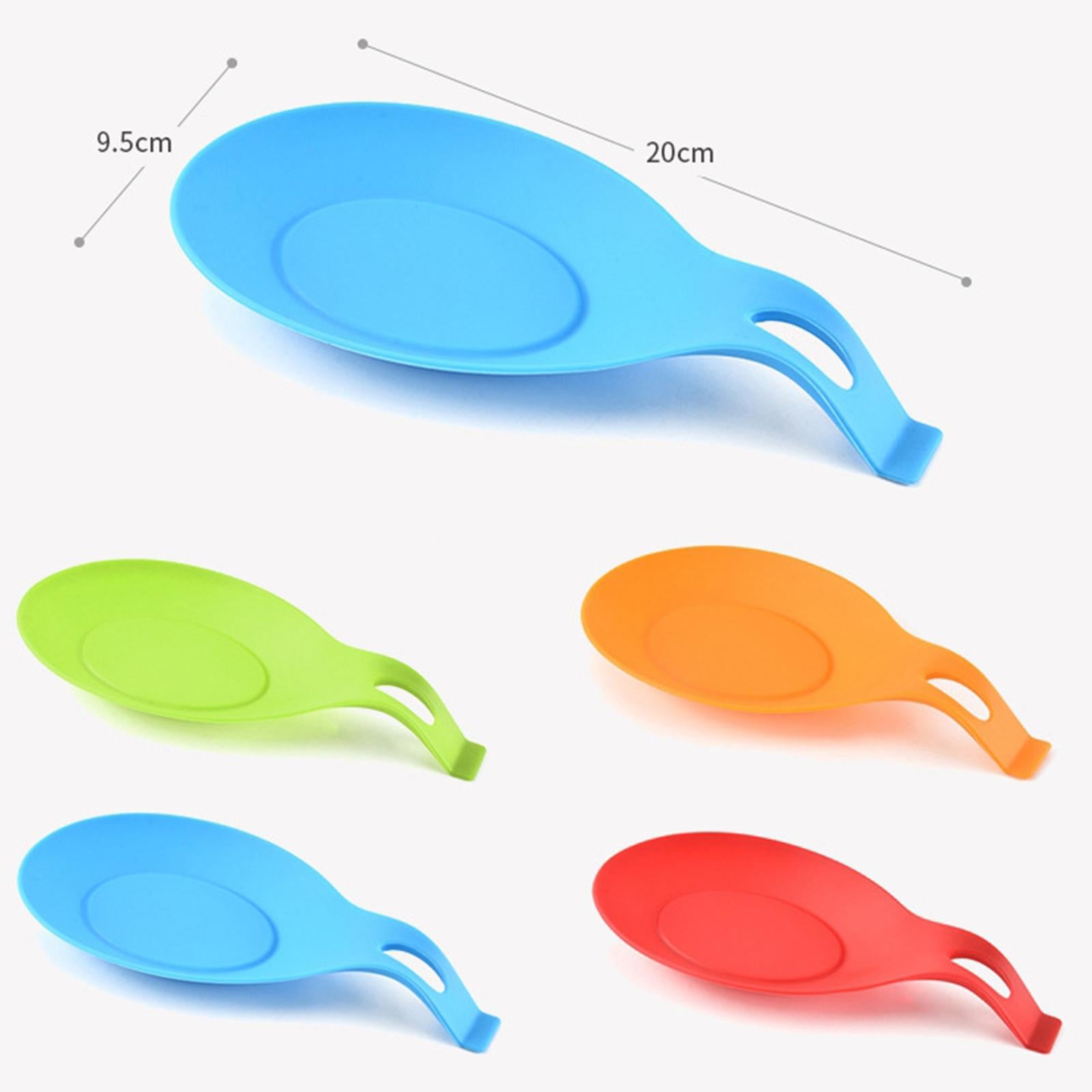4xHeat Resistant Silicone Spoon Rest Kitchen Utensil Spatula Holder Tool Aid Green