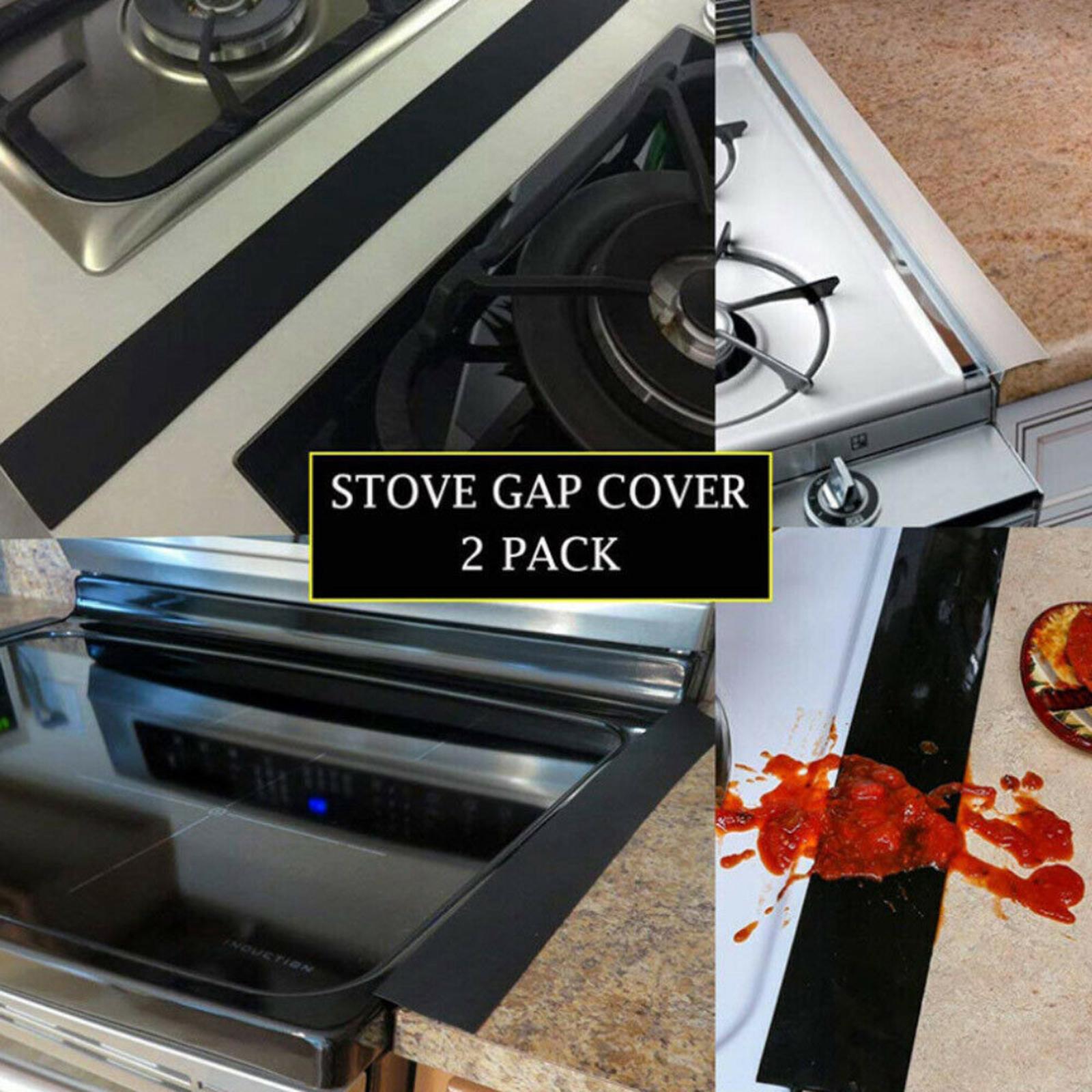 6xKitchen Silicone Stove Counter Gap Cover Kitchen Spill Guard Black 21Inch