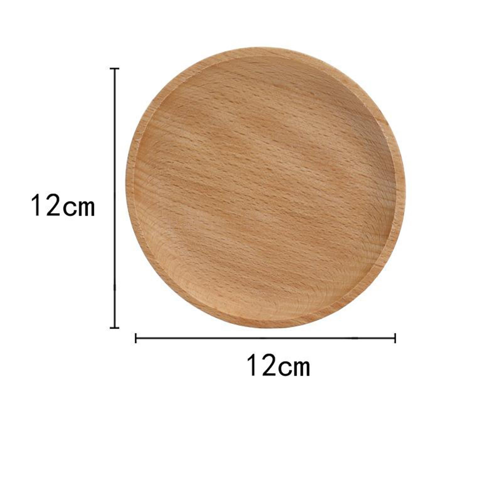 2xWood Plate Wooden Tray Dessert Fruit Bread Dishes Dinner Plates 12x12cm