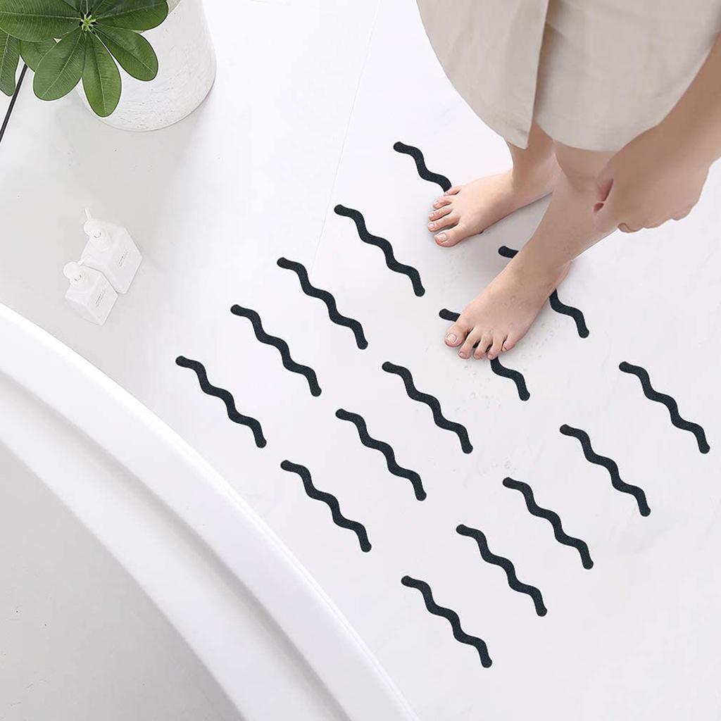 2xSet of 24 Anti Slip Bath Tape Shower Pad w/ Shovel for Stairs Outdoors Black