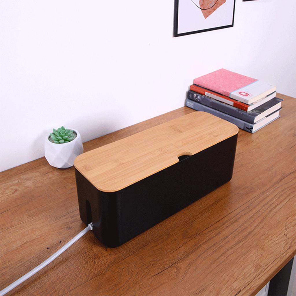 Cable Storage Box Case Power Strip Cord Wire Management Box Large Black