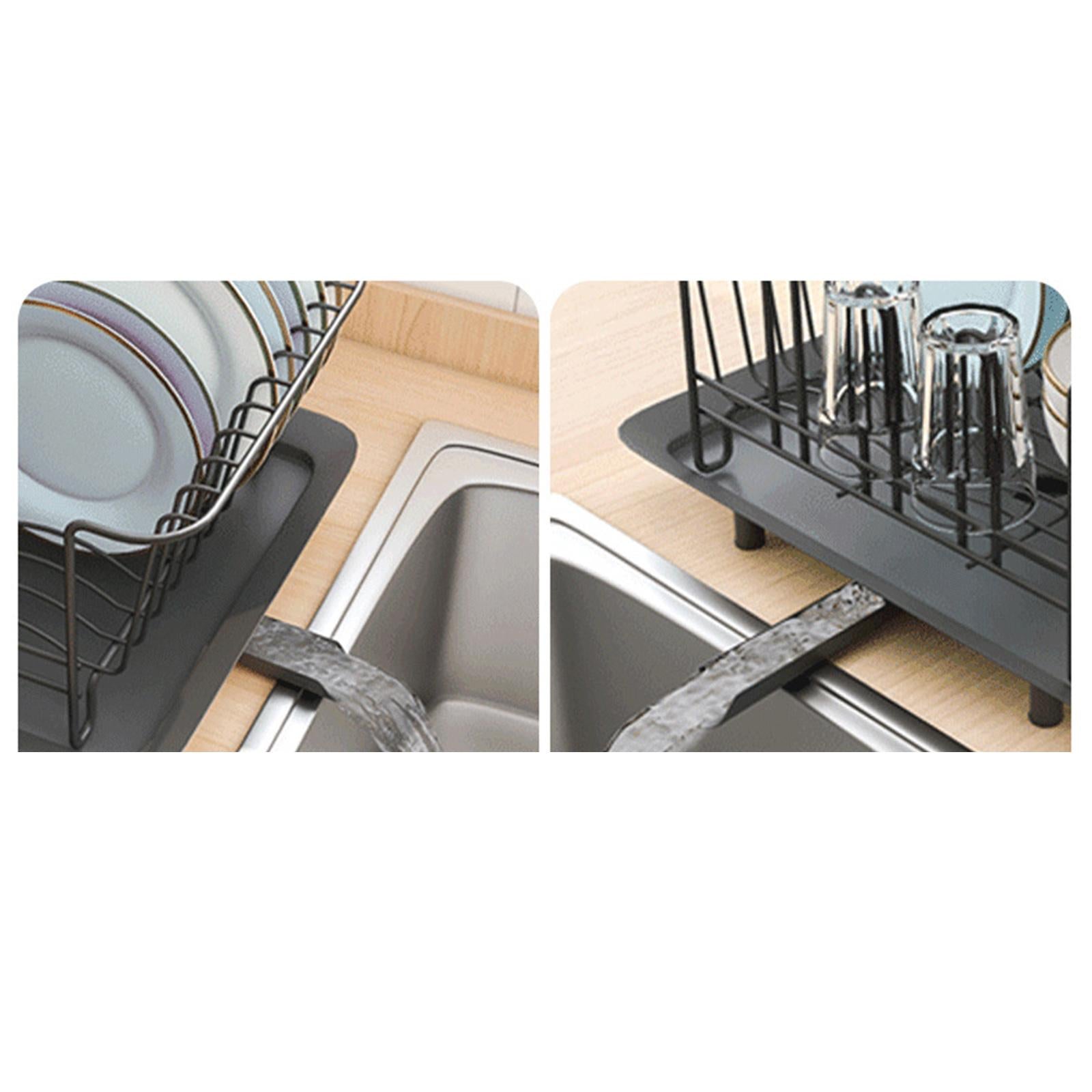 Dish Drainer Rack Stainless Steel Kitchen Cutlery Bowls Holder Black