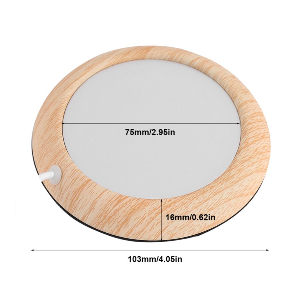 Ceramic Glass Cup Warmer Heat Tea Mug Mat Coaster Keep Coffee Warm Heater 5W Deep Wood Grain