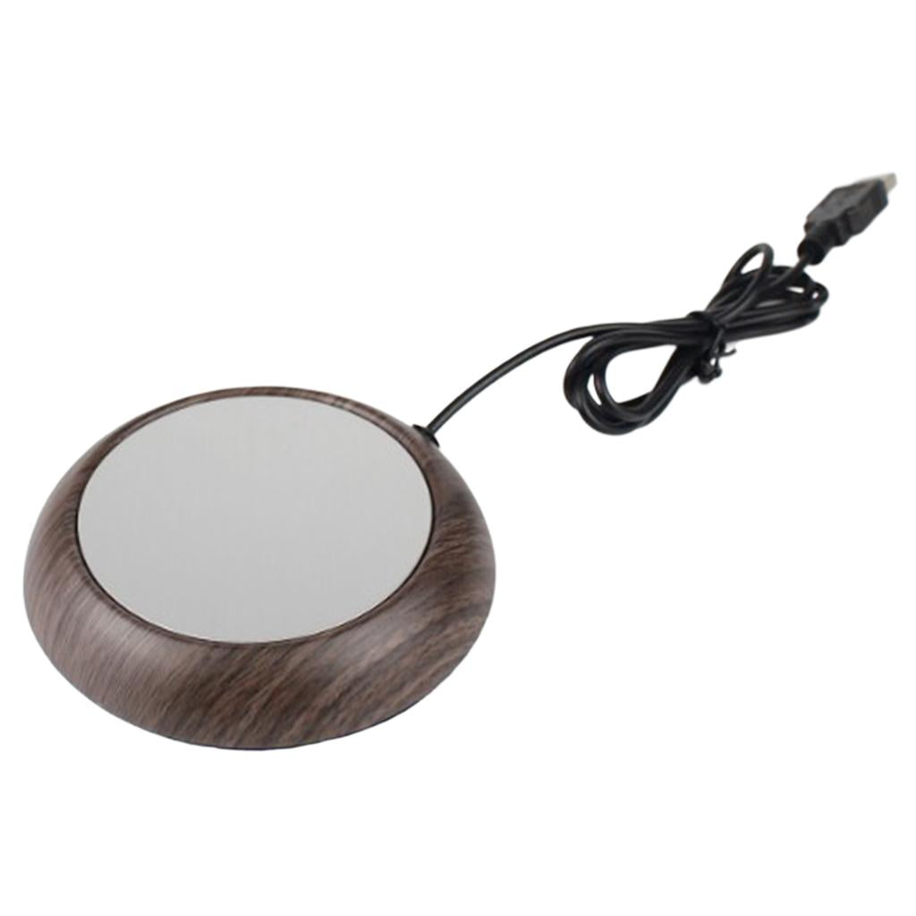 Ceramic Glass Cup Warmer Heat Tea Mug Mat Coaster Keep Coffee Warm Heater 5W Deep Wood Grain