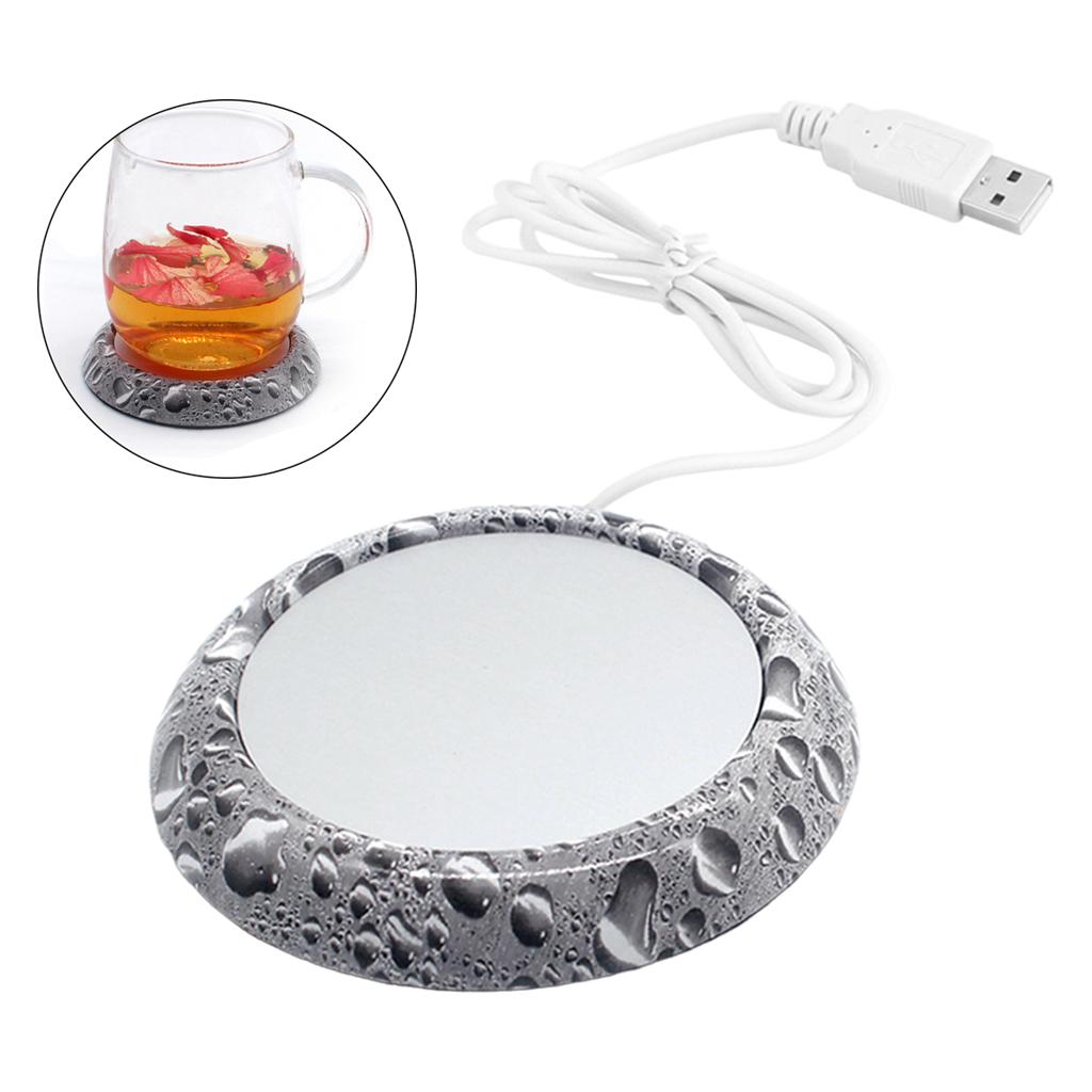 Ceramic Glass Cup Warmer Heat Tea Mug Mat Coaster Keep Coffee Warm Heater 5W Gray