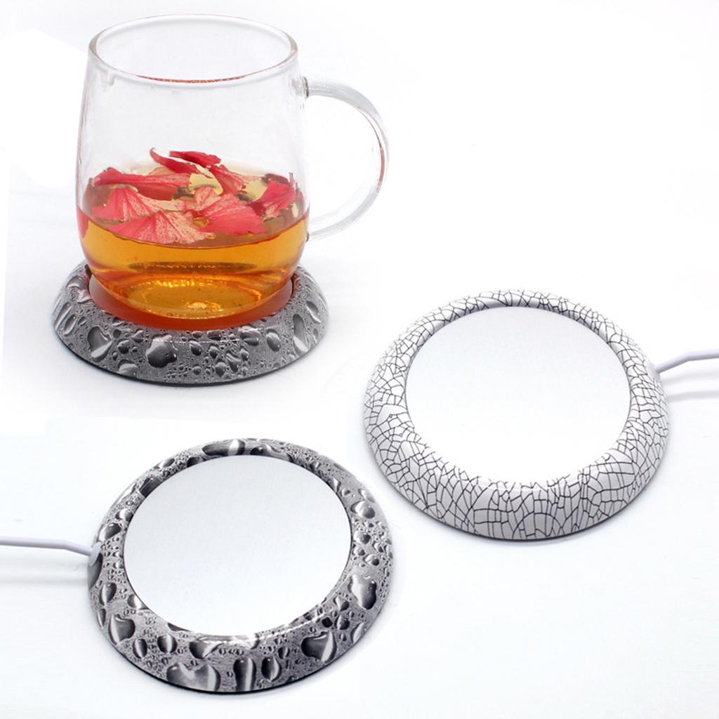 Ceramic Glass Cup Warmer Heat Tea Mug Mat Coaster Keep Coffee Warm Heater 5W Gray