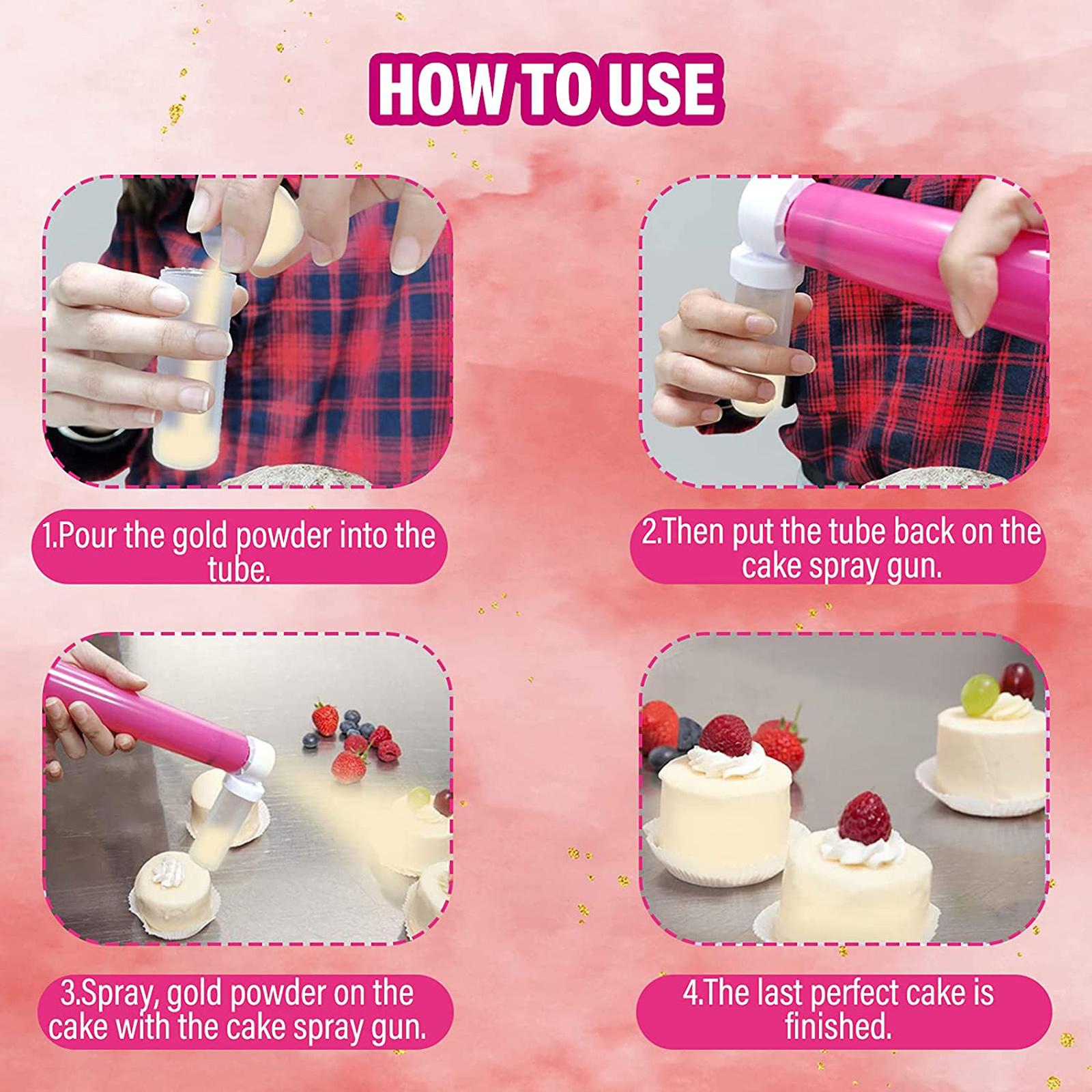 DIY Manual Airbrush Kitchen Cakes Glitter Decorating Tool Desserts Rose Red