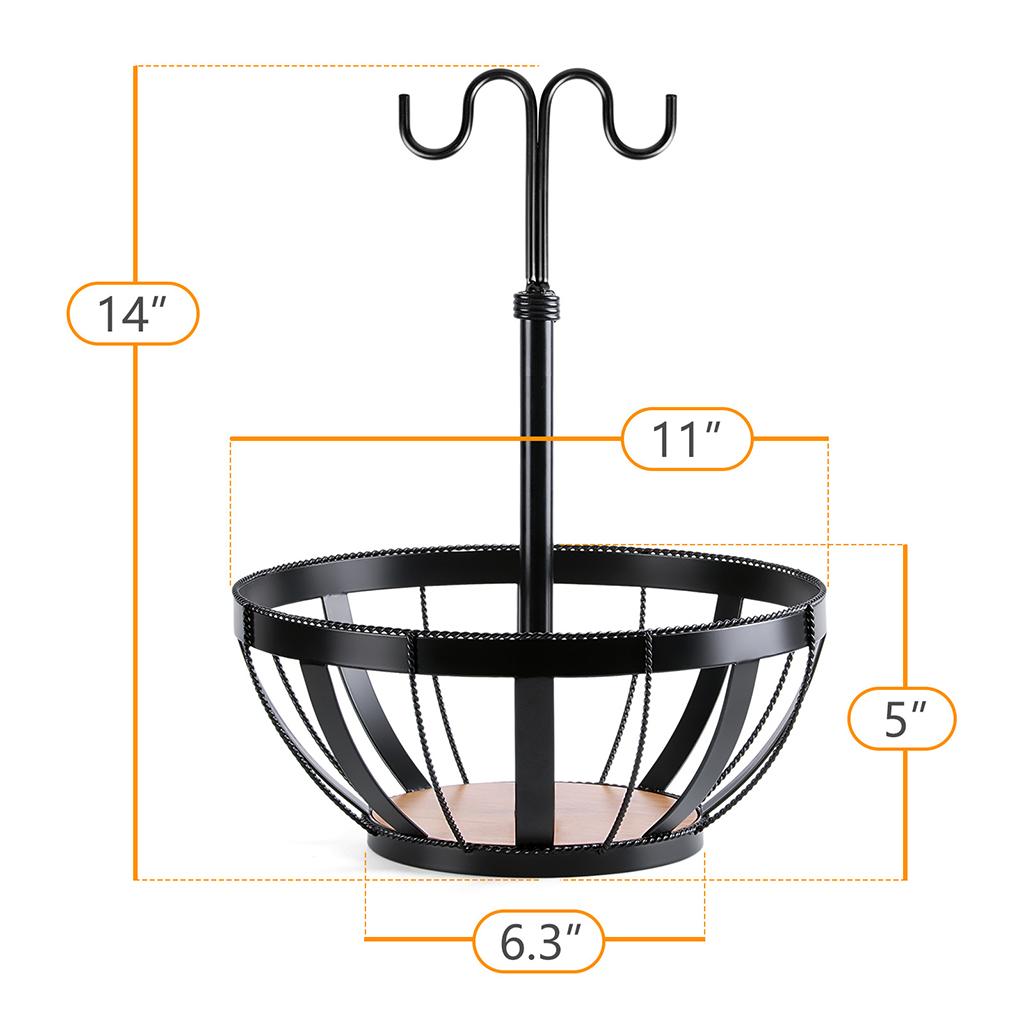 Countertop Fruit Vegetables Basket Bowl Storage with Banana Hanger