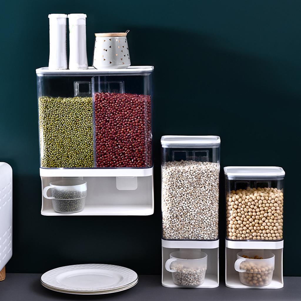 Countertop Rice Bucket Grain Dispenser Dry Food Storage Container 1500ML