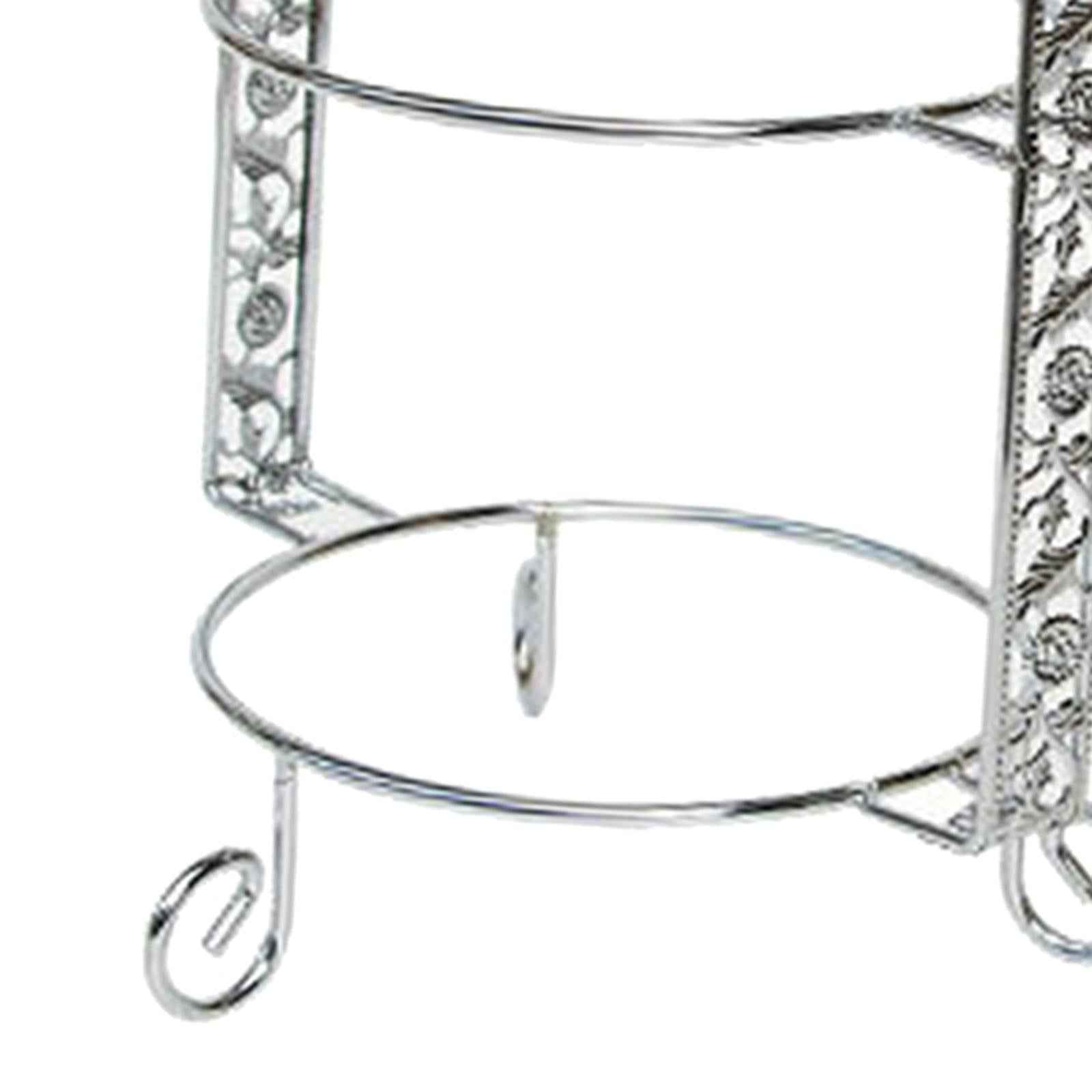 Iron 2-Tire Cupcake Platter Display Stand Serving Plate Rack Silver 10inch