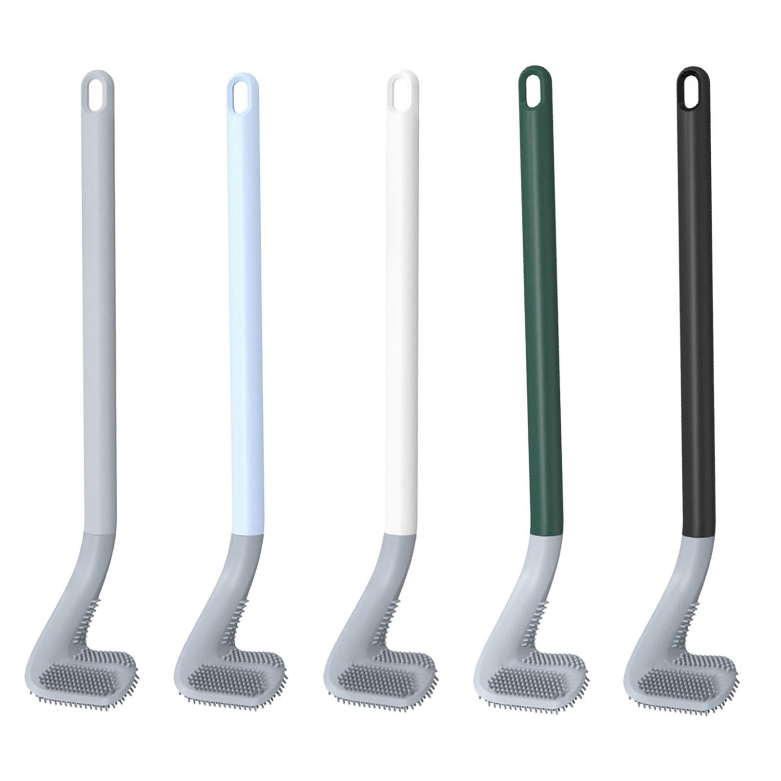 2xLong Handle Toilet Brush for Bathroom Brush Head Wall Mount Cleaning Brush white