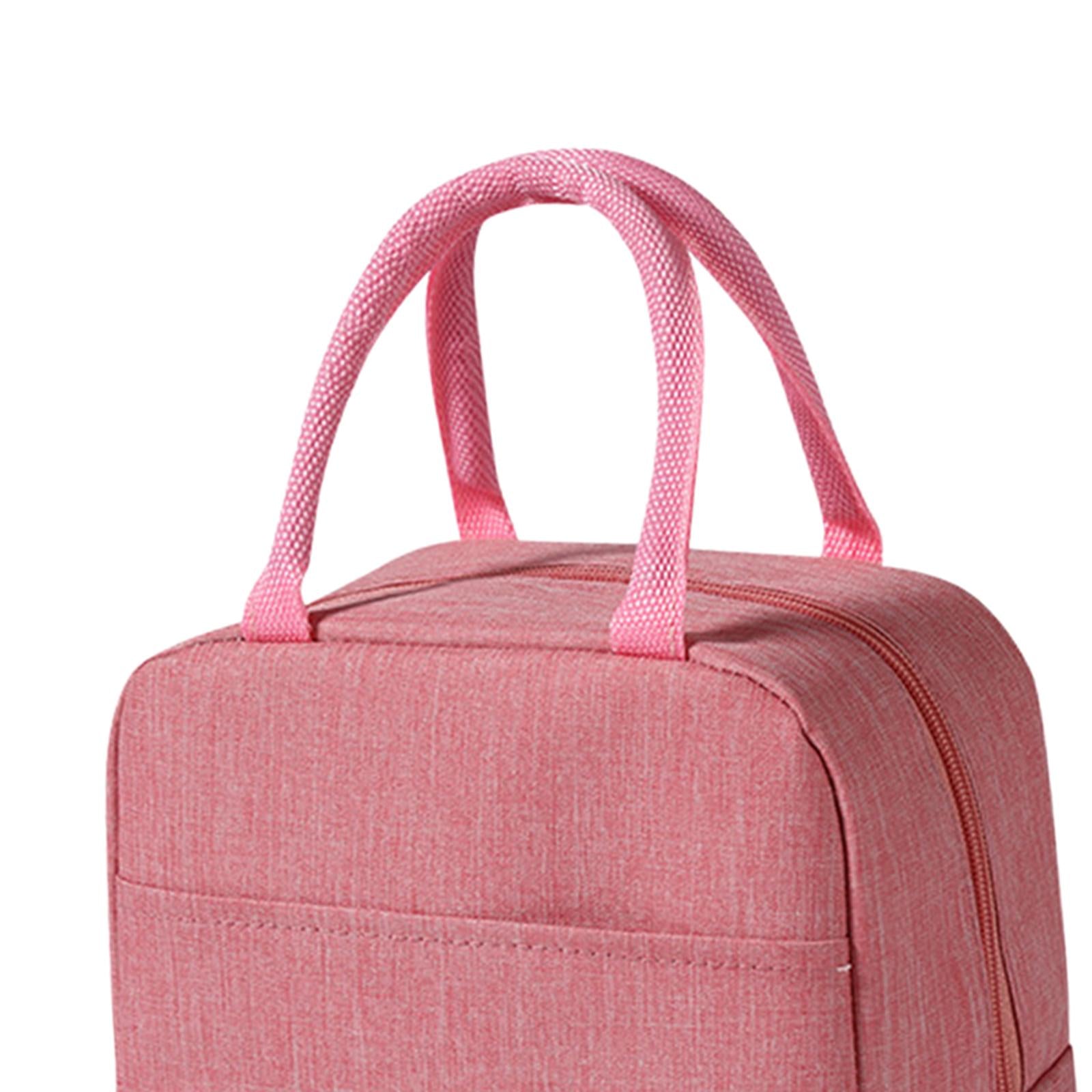 4xThermal Insulated Lunch Bag Handbag Pouch Tote Food Container Pink