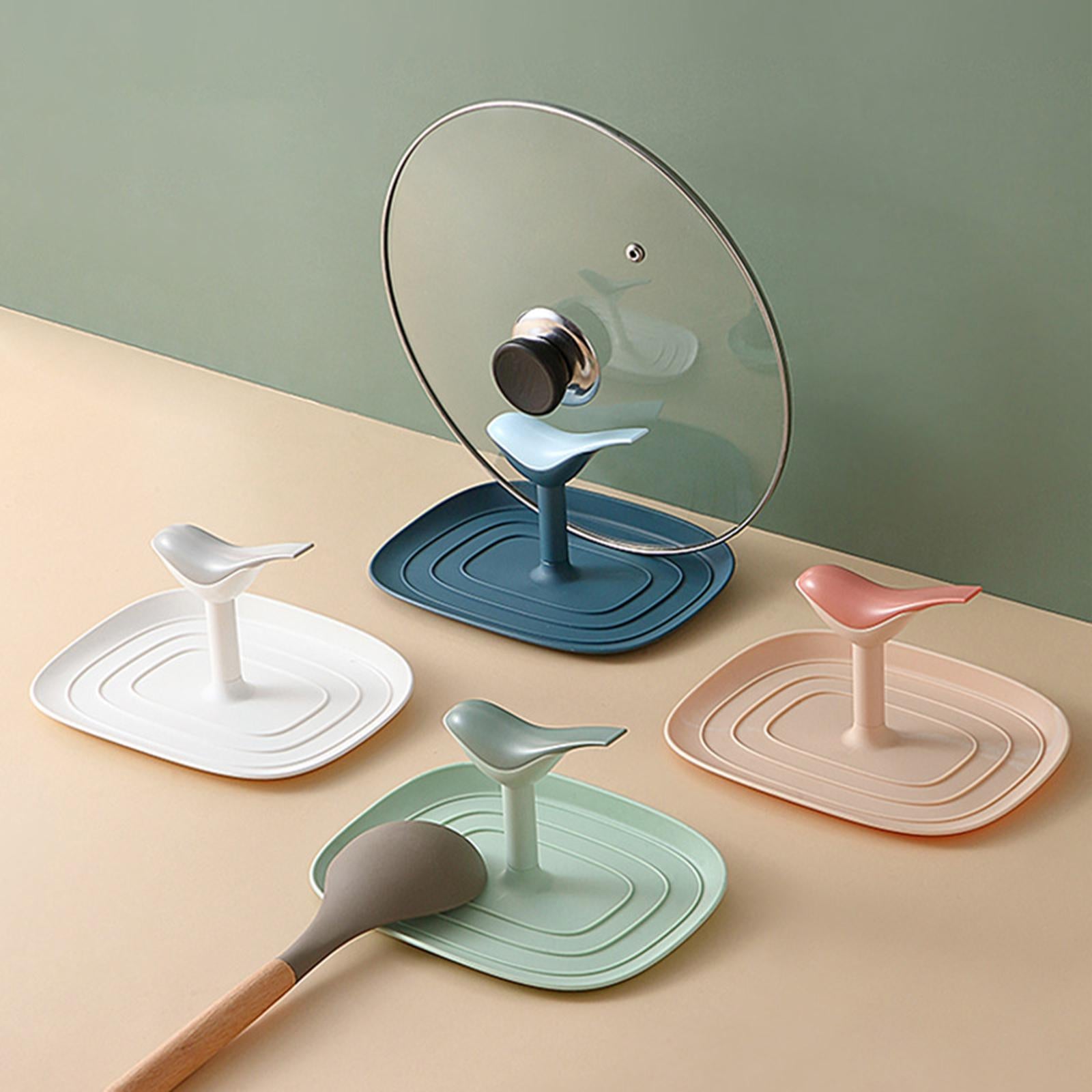 4xKitchen Pot Lid Holder Countertop Cookware Spoon Rest Stand Rack Green