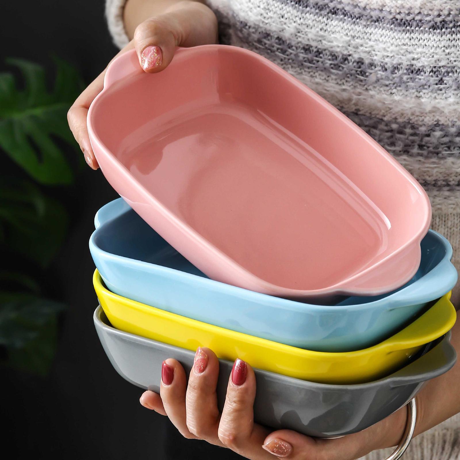Ceramic Baking Dish Suitable for Oven Microwave Tableware Cooking Tool Yellow