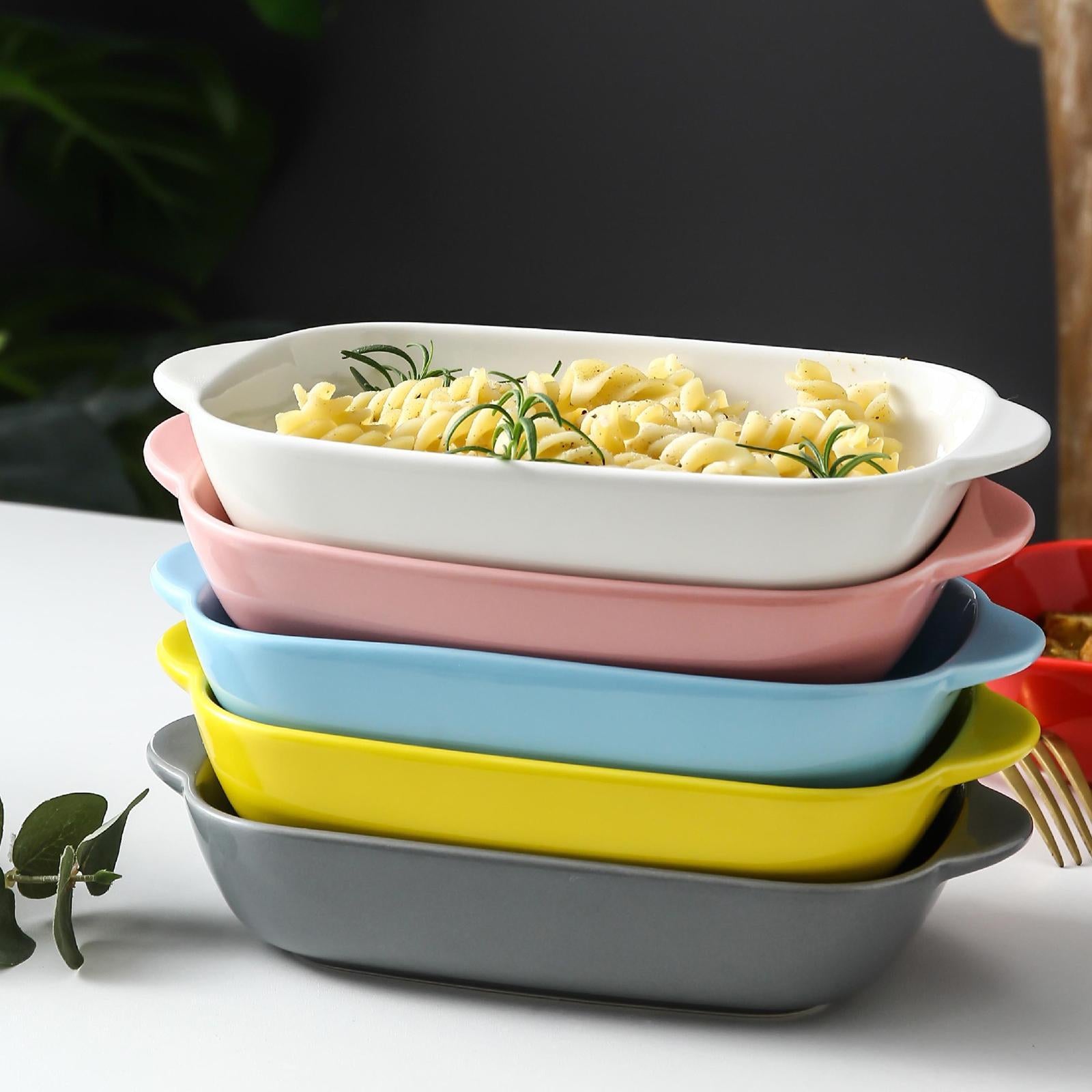 Ceramic Baking Dish Suitable for Oven Microwave Tableware Cooking Tool Yellow