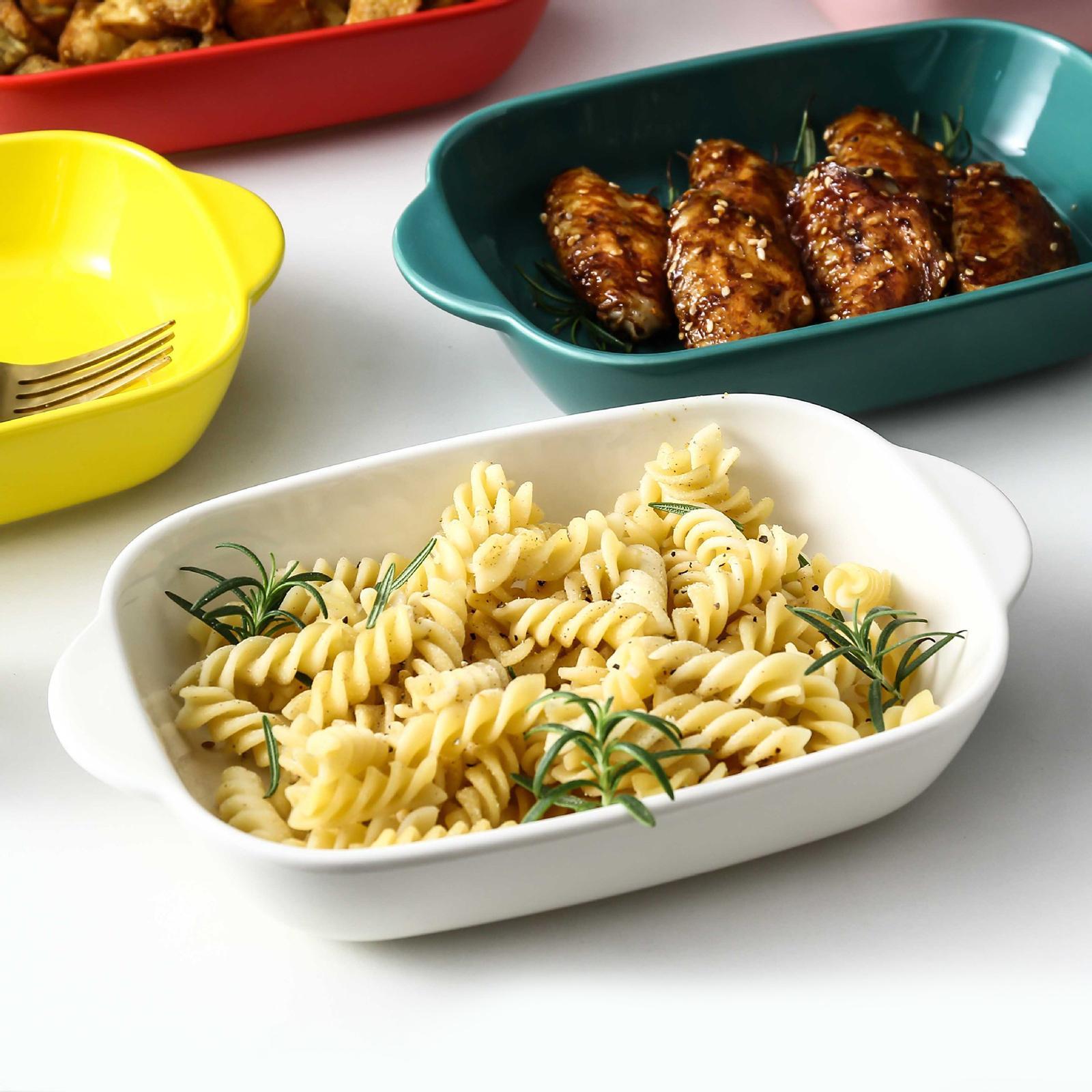 Ceramic Baking Dish Suitable for Oven Microwave Tableware Cooking Tool Yellow