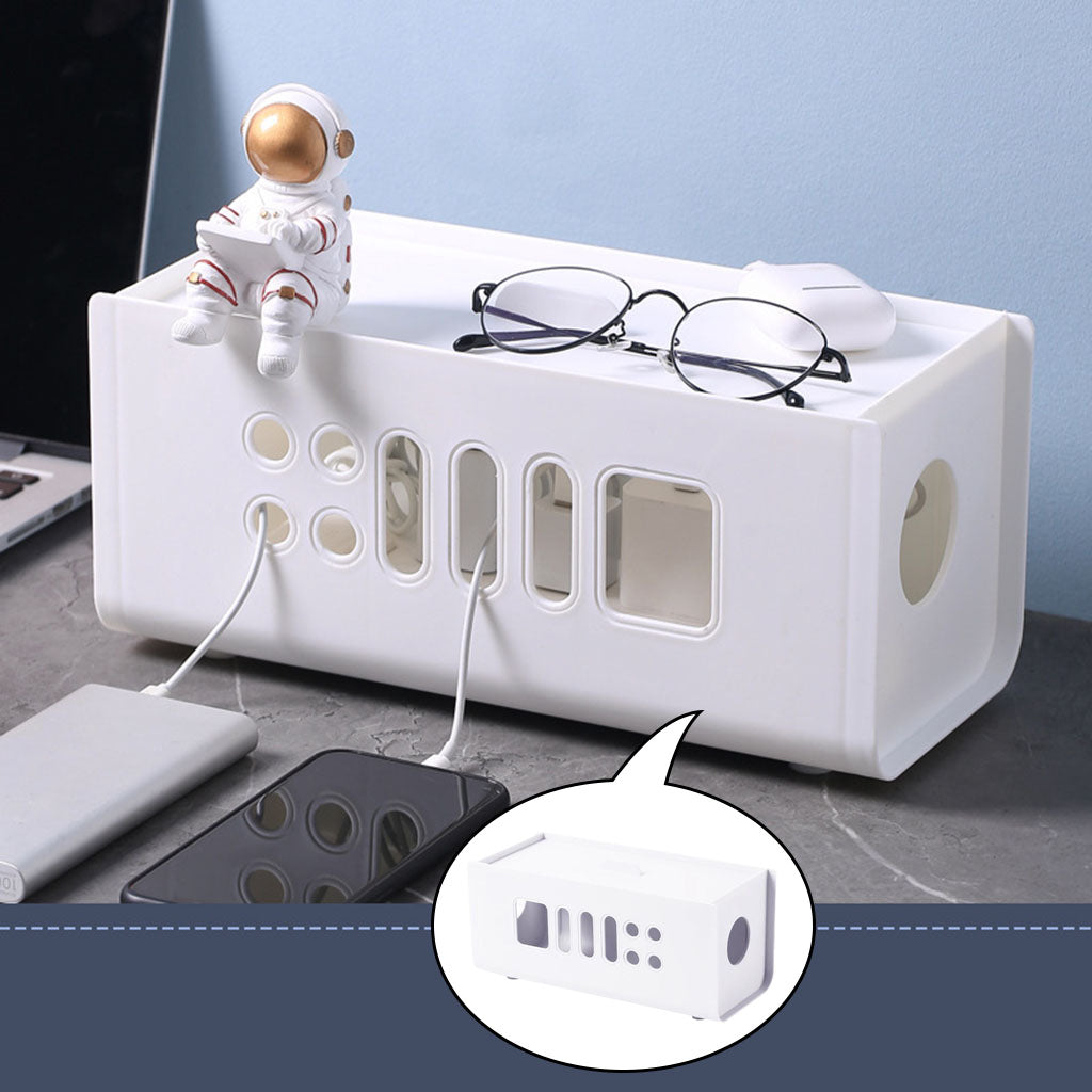 Cable Management Box Cord Hider Box to Hide Cords for Home Office TV Cables White