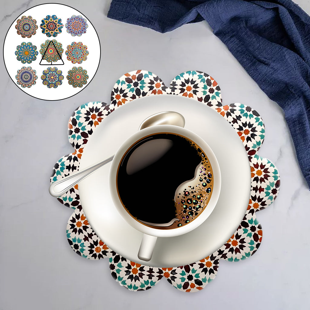 Ceramics Absorbent Coasters Decagon in Petal Shape Coasters Non-slip Cup Mat