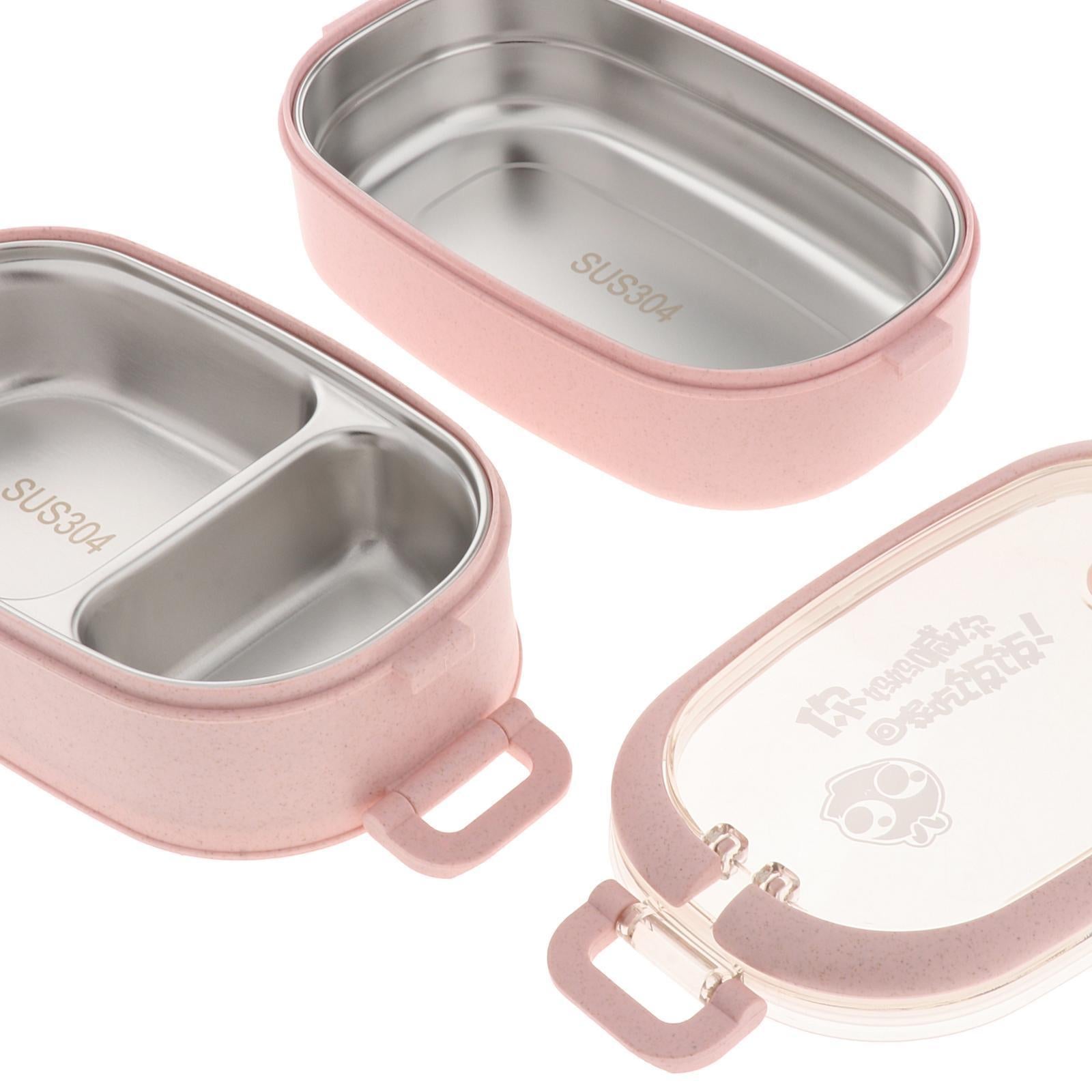 Bento Box Leakproof BPA Free Stainless Steel Thermal Lunch Box Picnic Travel 2 layer pink