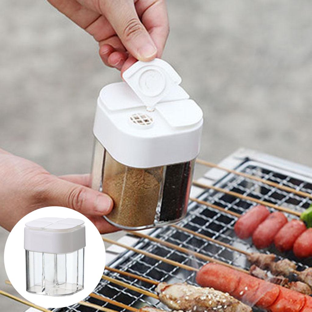 4xSpice Jar Seasoning Bottle Box Condiment Storage Container for Kitchen White