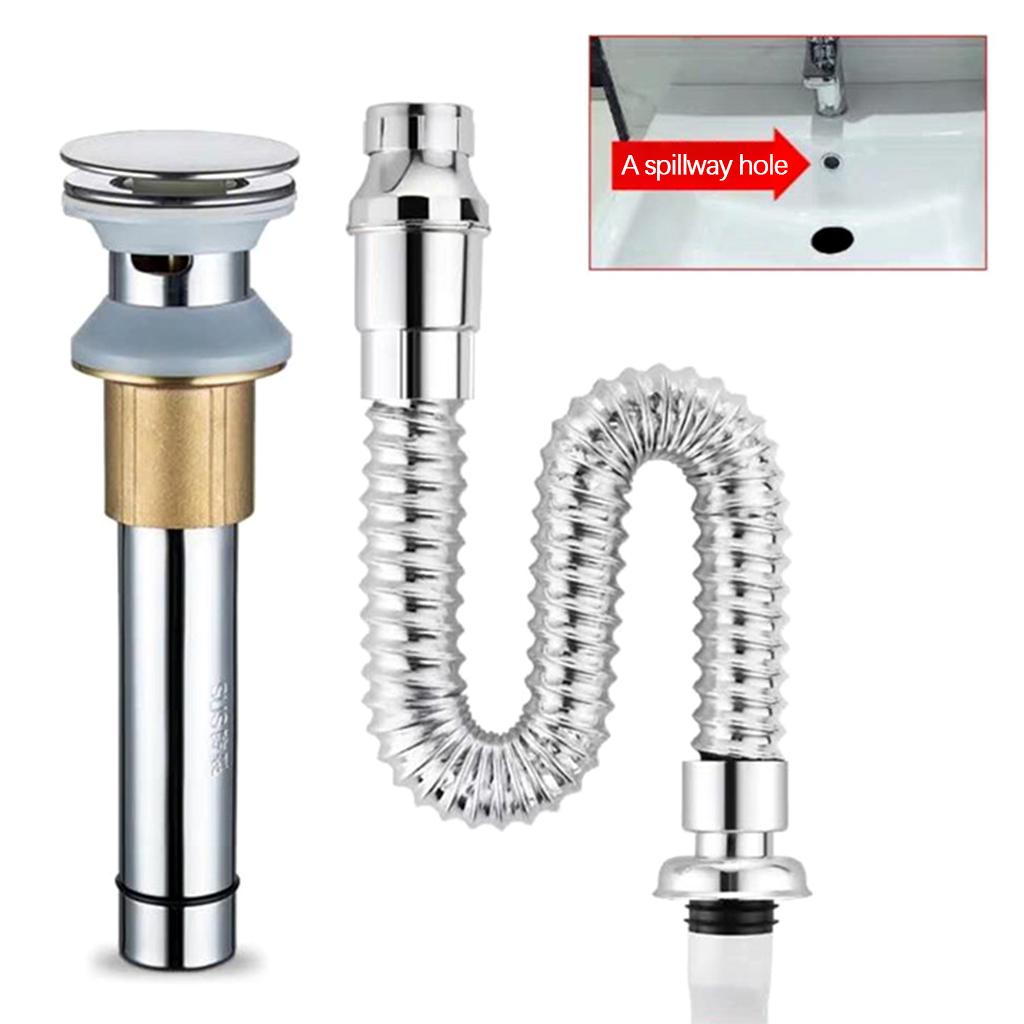 Copper Vessel Sink Drainer with basket for 37-55mm Basin Sewer Drainage with Holes Tube