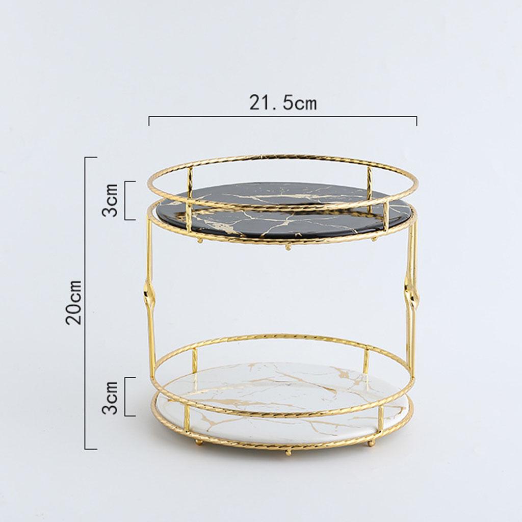 Ceramics Storage Tray Double Storage Marble Texture Bedroom Display Holder Black and White