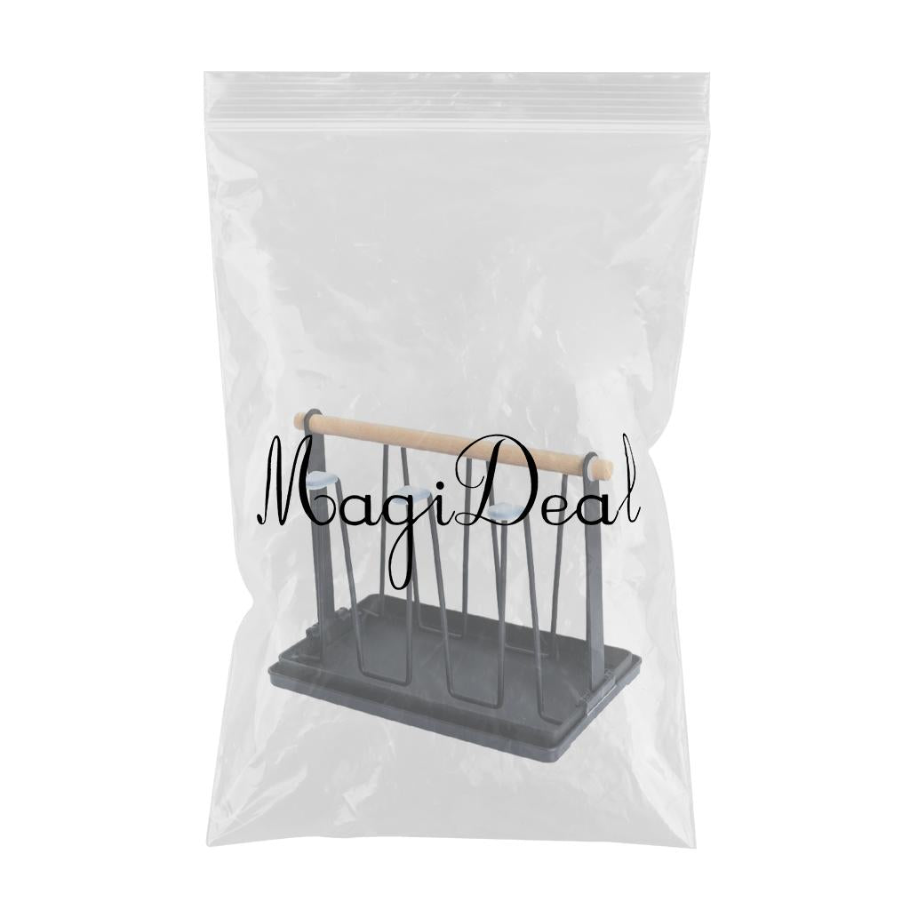 Cup Drying Rack Stand 6 Cups Drainer Holder Mugs Home Black Plastic Tray