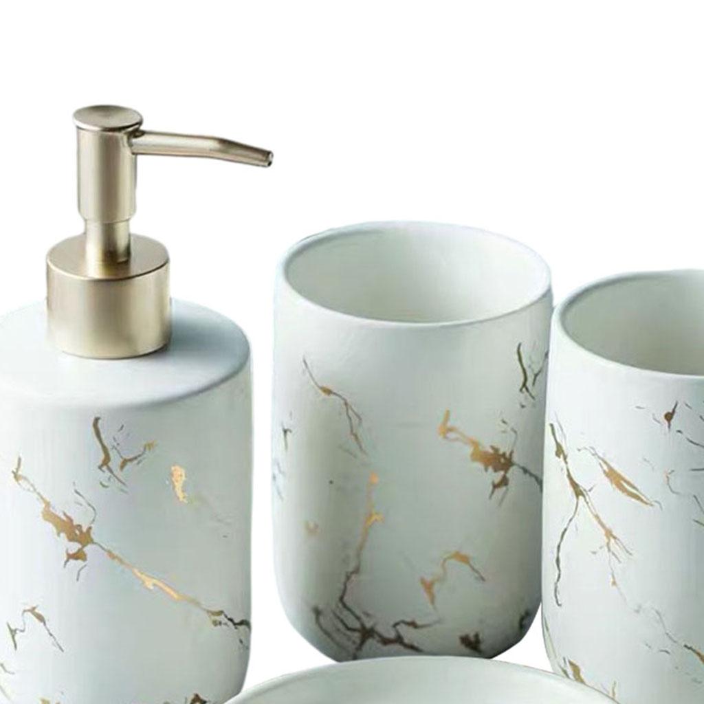 Bathroom Accessories Set CERAMIC Lotion Dispenser Soap Dispenser White 4Pcs
