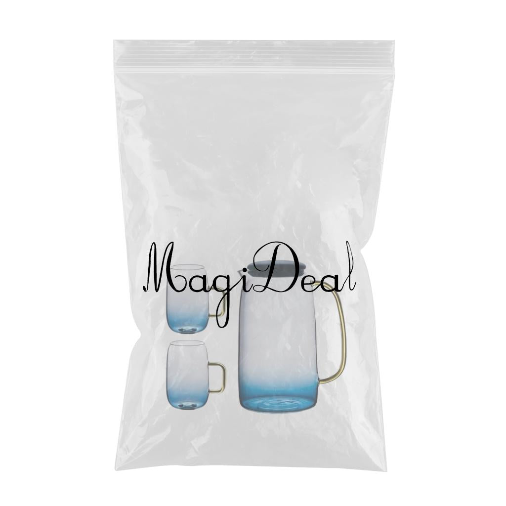 Beverage Water Pitcher Glass Drinking Cup Tumblers Carafe Jug with Handle 1 Set
