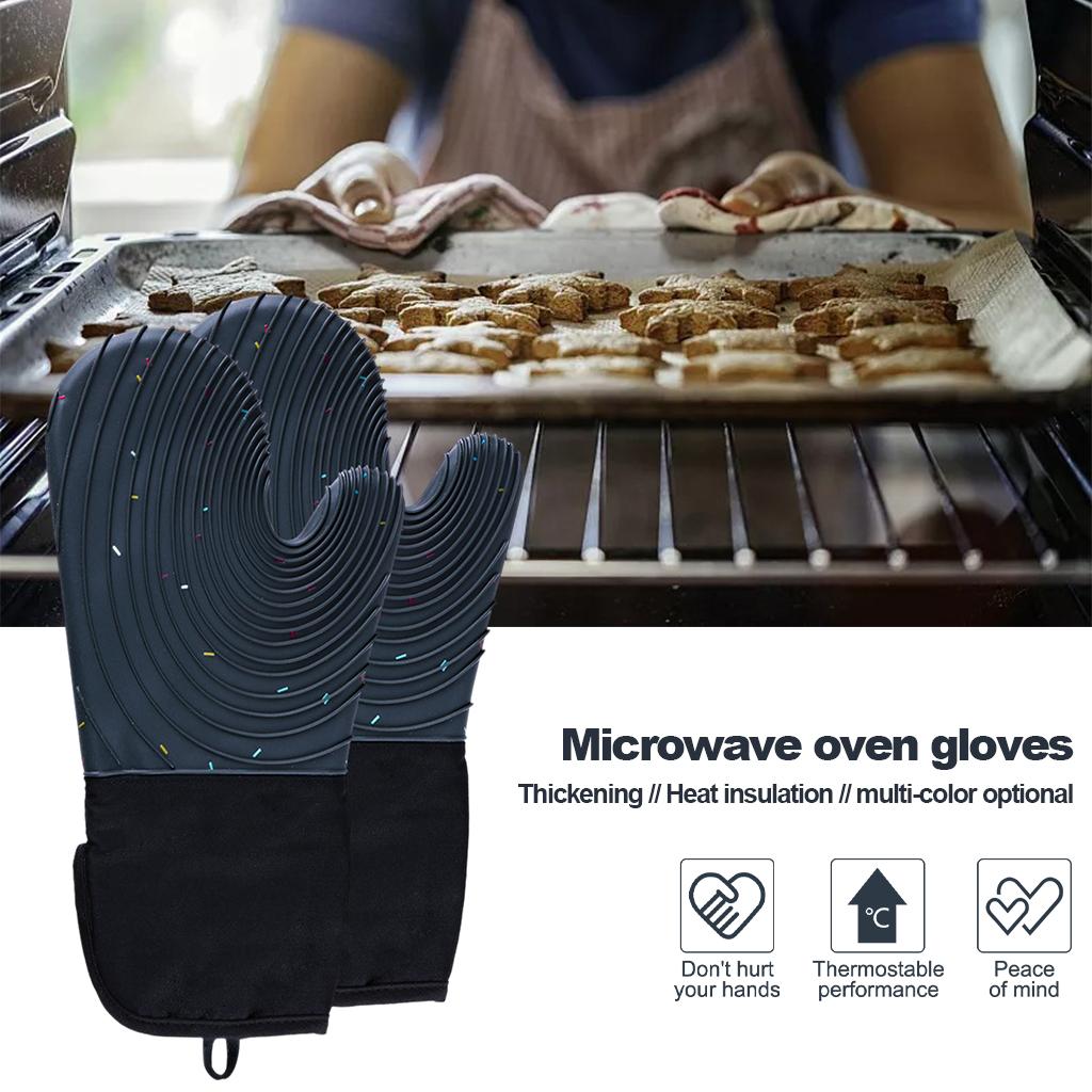Creative Kitchen Oven Mittens Water Waterproof Mitts Heat Insulation Gloves Dark Blue