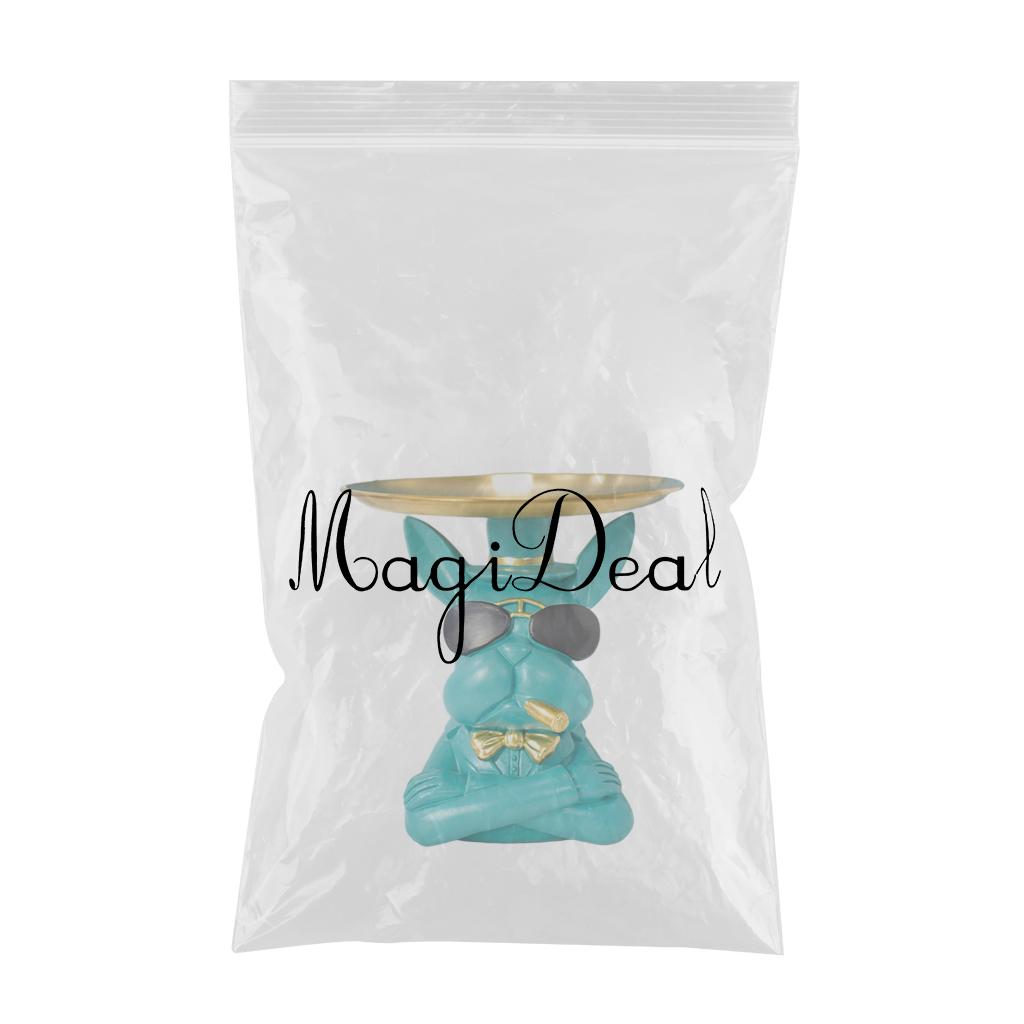 Cool Bulldog Statue Desk Sundries Container Dog Animal Tray Home Decoration Green