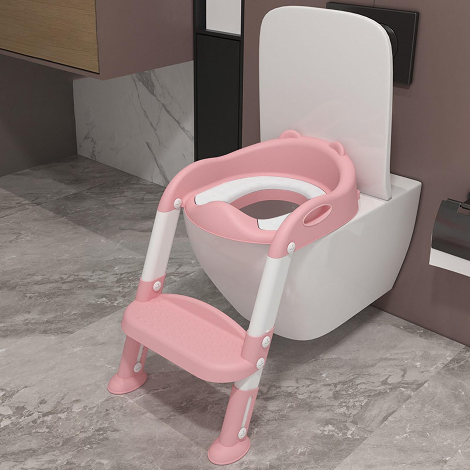Children Toilet Seat Soft Pad Foldable Anti-Slip for Kids Pink and White