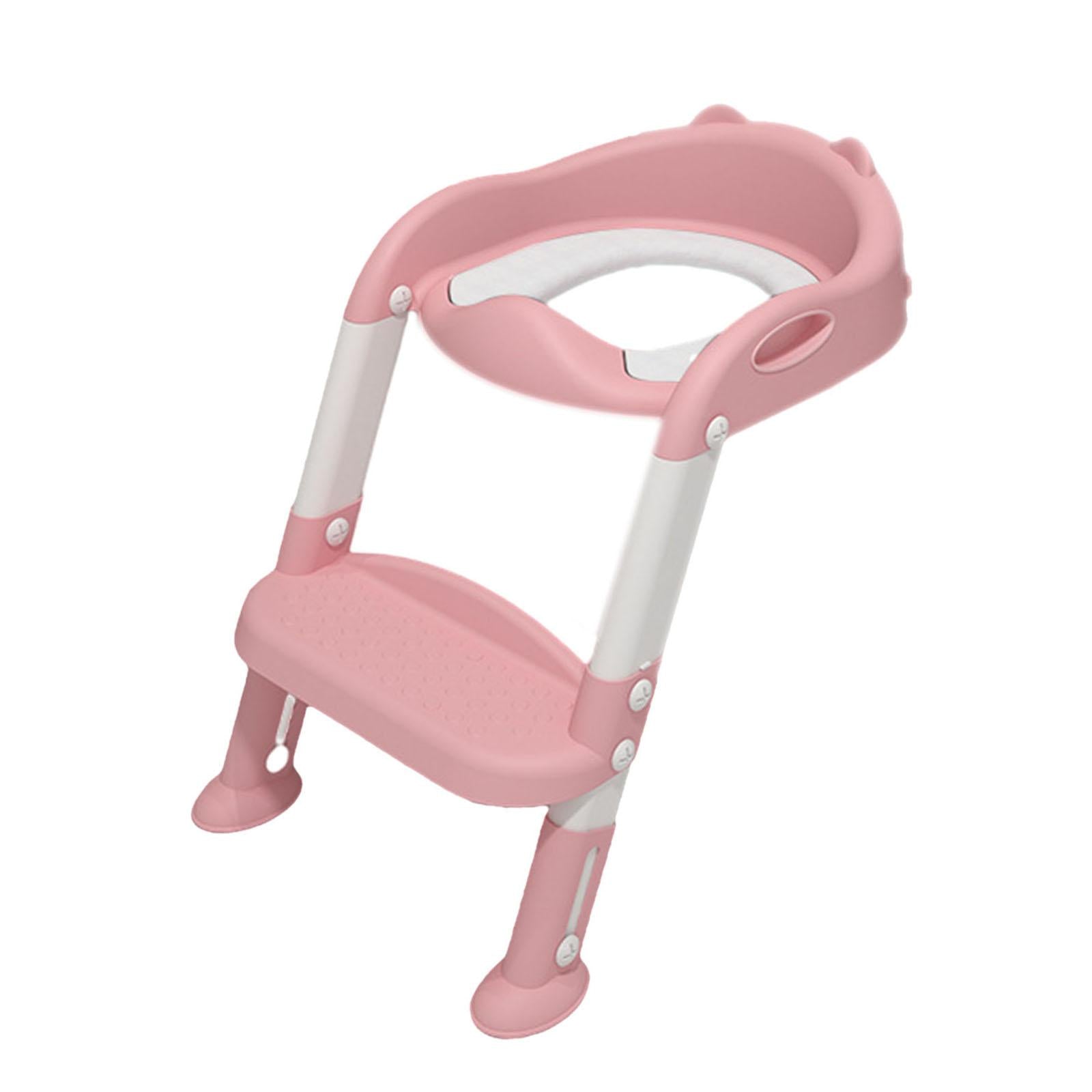 Children Toilet Seat Soft Pad Foldable Anti-Slip for Kids Pink and White