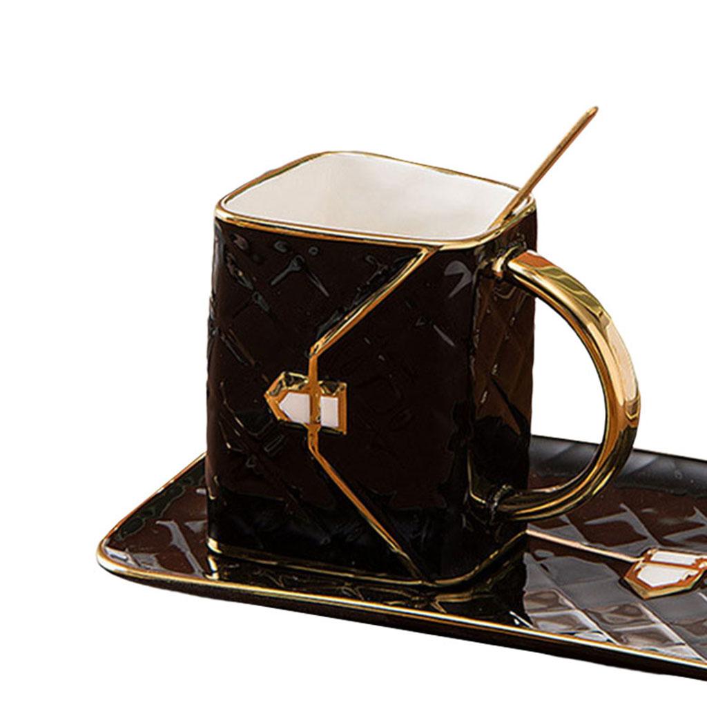 Bag Shape Coffee Cup Wear-Resistant Fine Porcelain Practical 310ml Kit Black