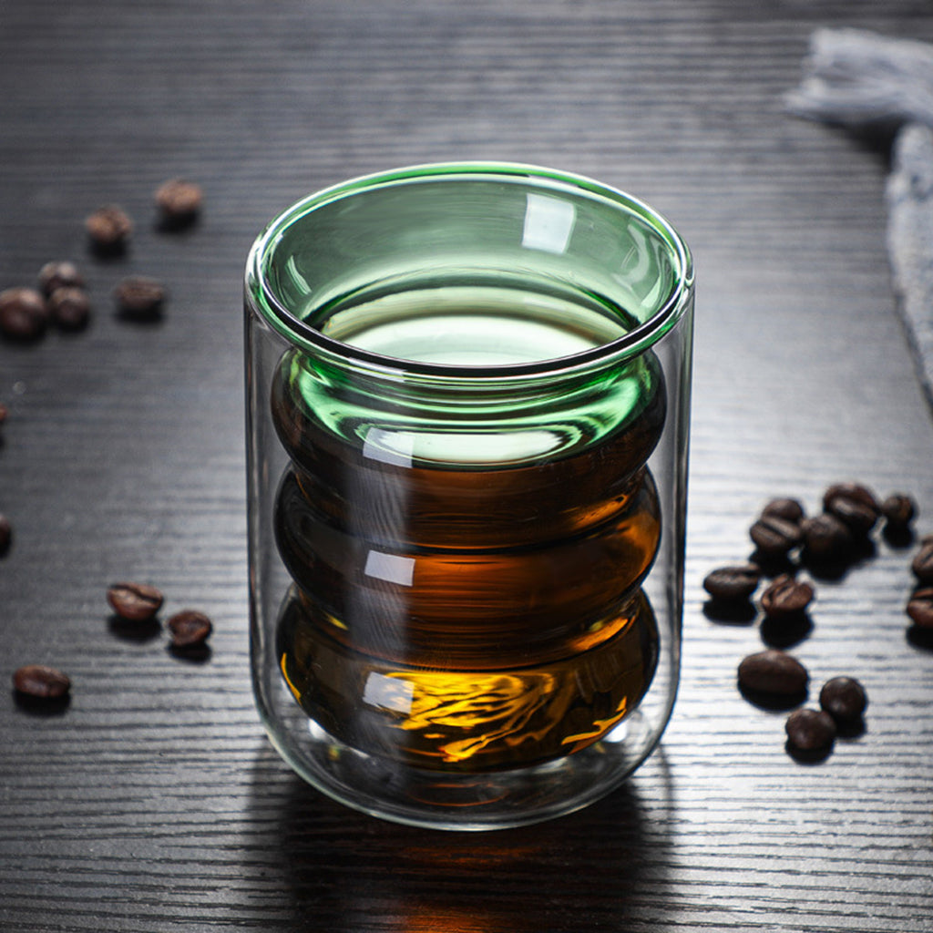Anti Scalding Glass Cup Drinkware Round Mouth Coffee Cup for Cafe Home Green