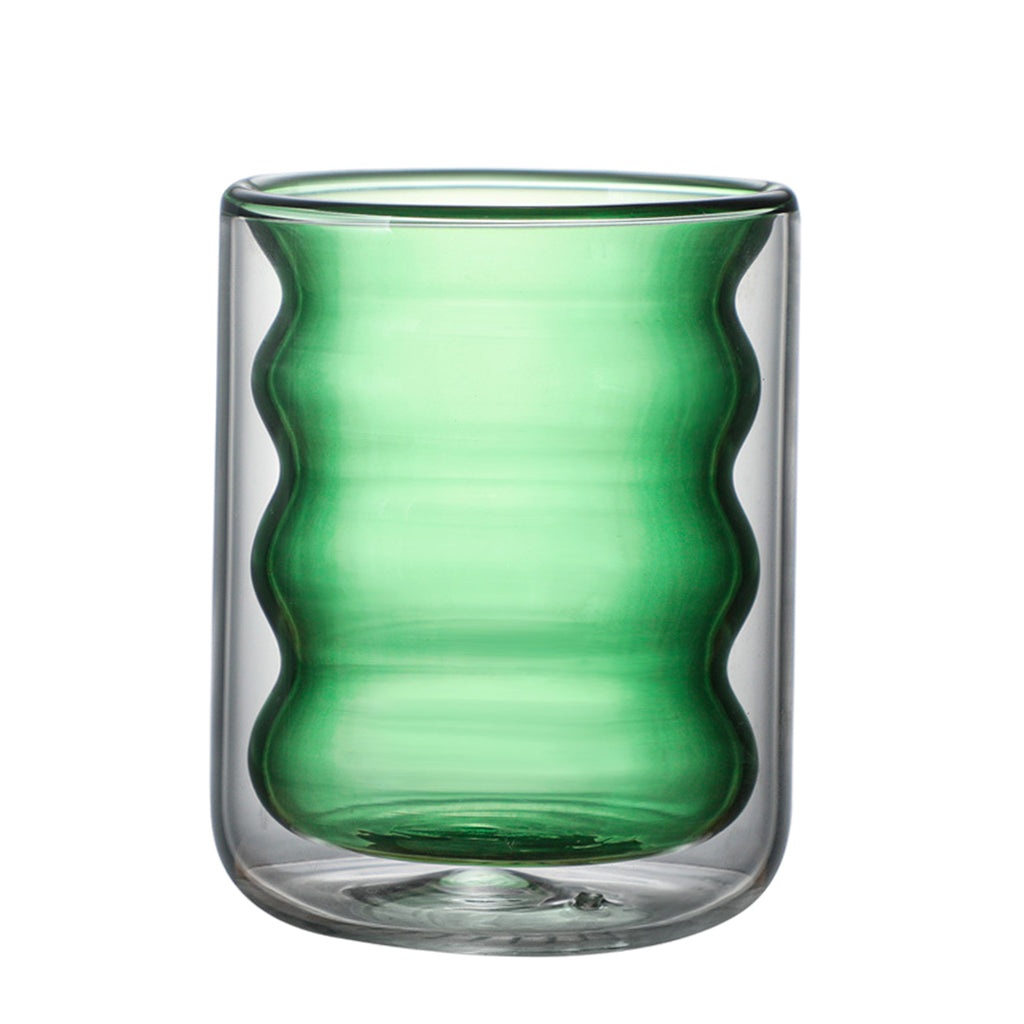 Anti Scalding Glass Cup Drinkware Round Mouth Coffee Cup for Cafe Home Green