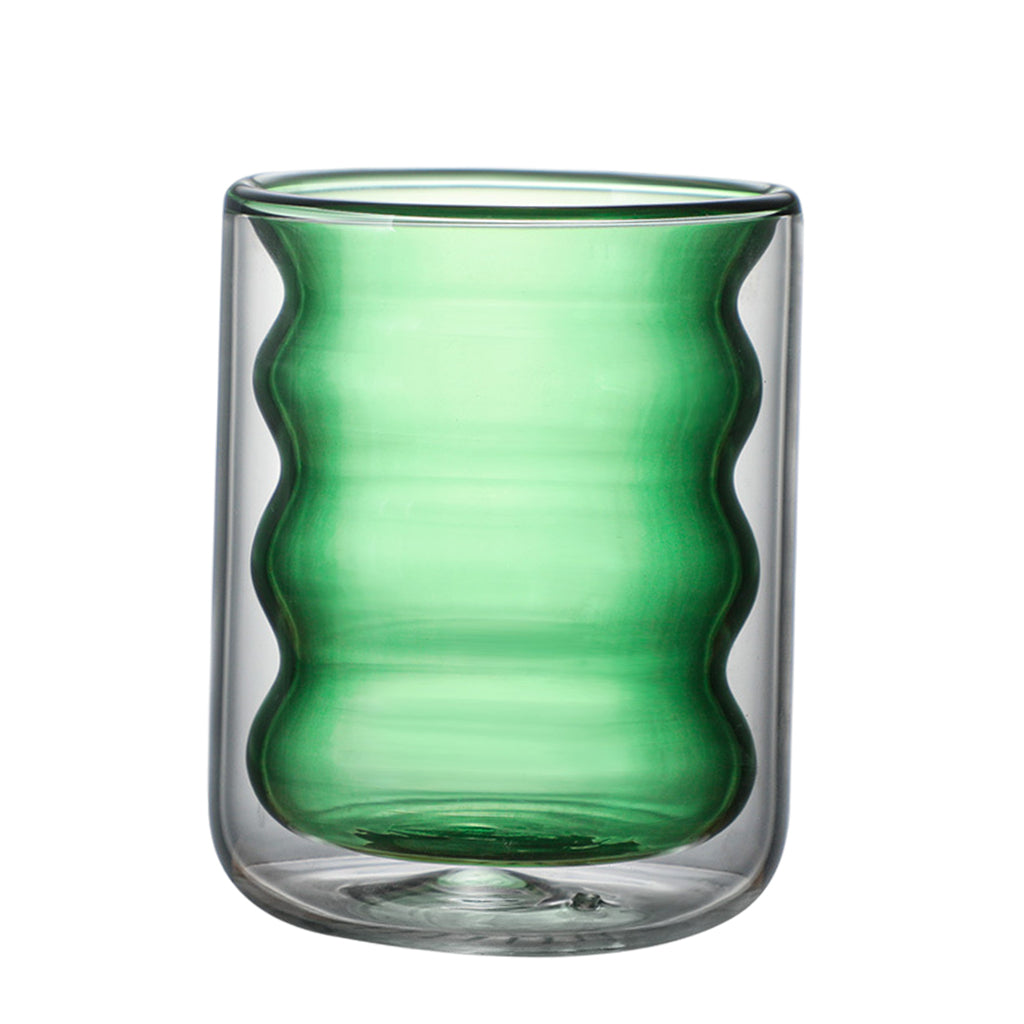 Anti Scalding Glass Cup Drinkware Round Mouth Coffee Cup for Cafe Home Green