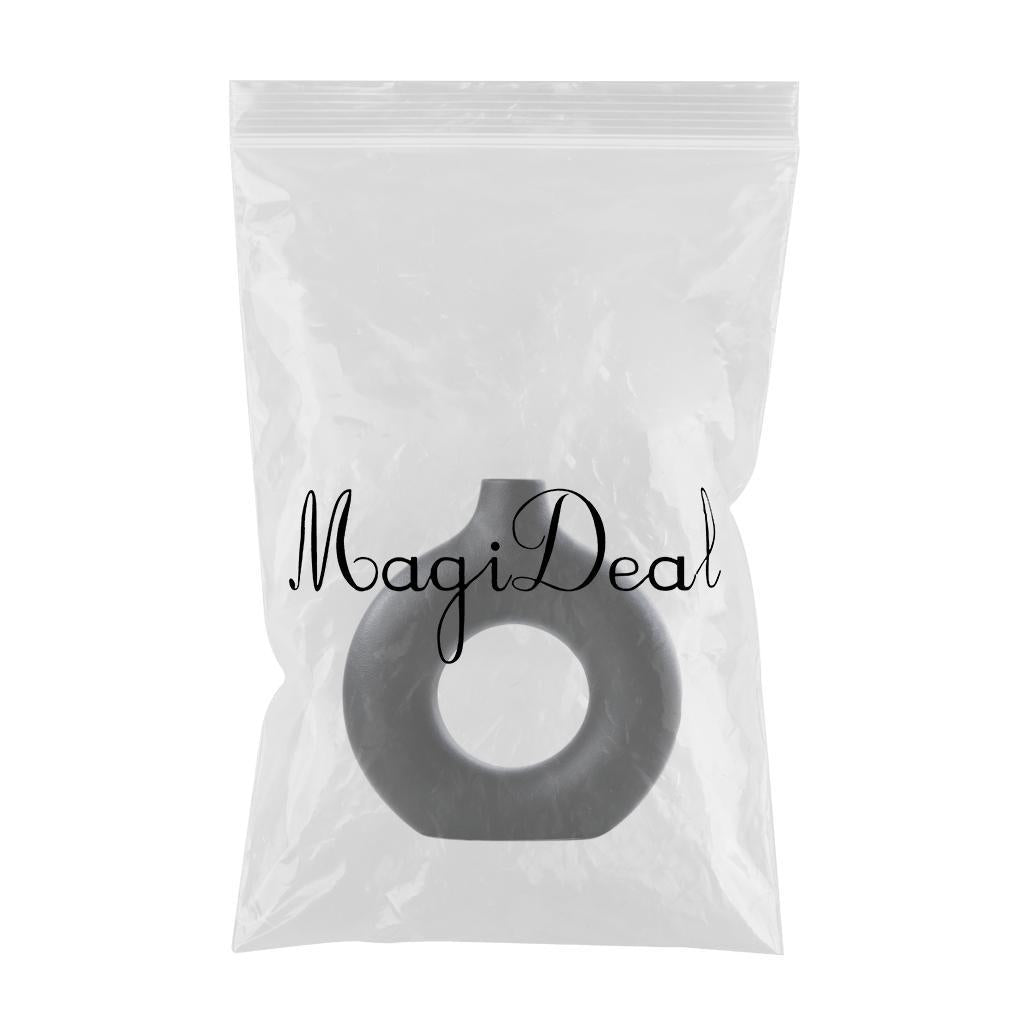 Ceramic Vase Hollow Donuts Flower Pot for Office Homewarming Gift Ornaments Black S