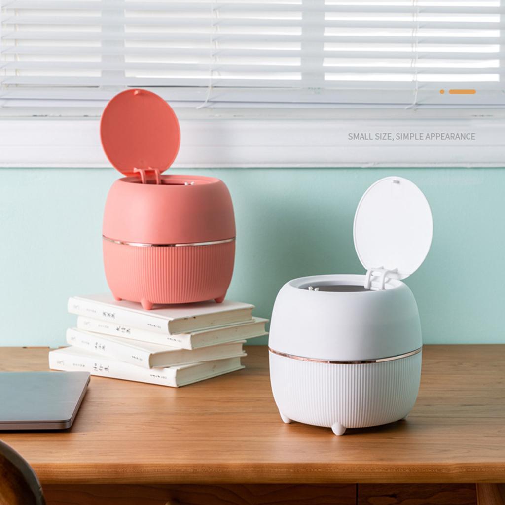 Cute Trash Can Garbage Basket Cleaning Tools for Office Bedroom Accessory Pink