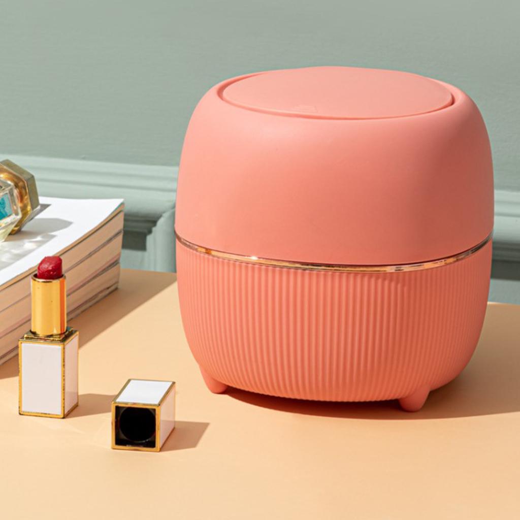 Cute Trash Can Garbage Basket Cleaning Tools for Office Bedroom Accessory Pink