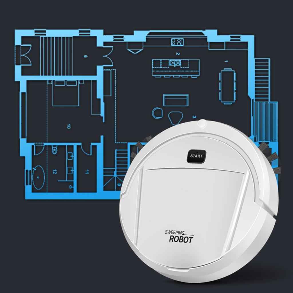 Robot Vacuum Cleaner Multifunctional Rechargeable Mini for Home Pet Hair White Lite