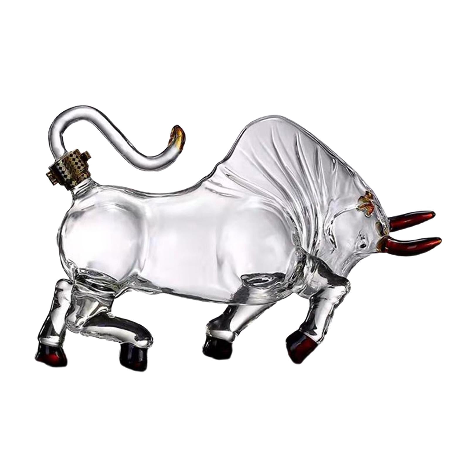 Bull Shape Whiskeys Decanter Transparent Glass Wine Botle for Bar Dining 2L
