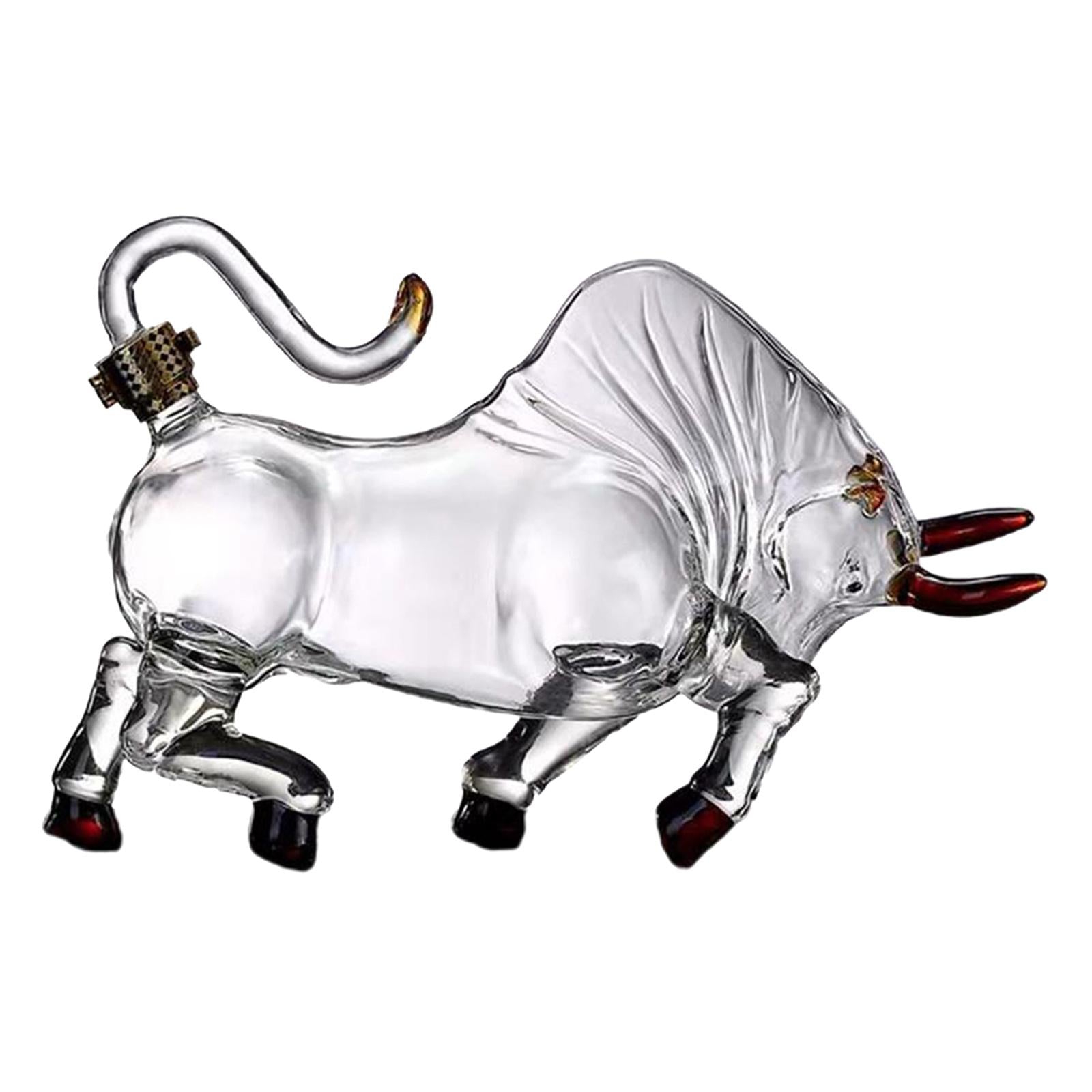 Bull Shape Whiskeys Decanter Transparent Glass Wine Botle for Bar Dining 2L
