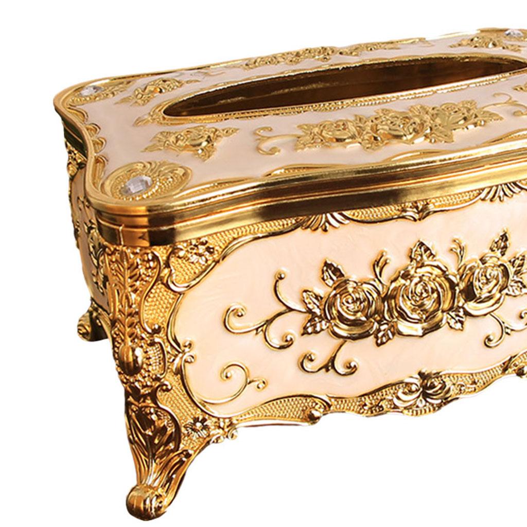 Decorative Tissue Box Holder Rustic Acrylic European Style for Hotel Bars gold white