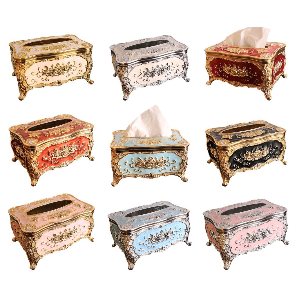 Decorative Tissue Box Holder Rustic Acrylic European Style for Hotel Bars gold white
