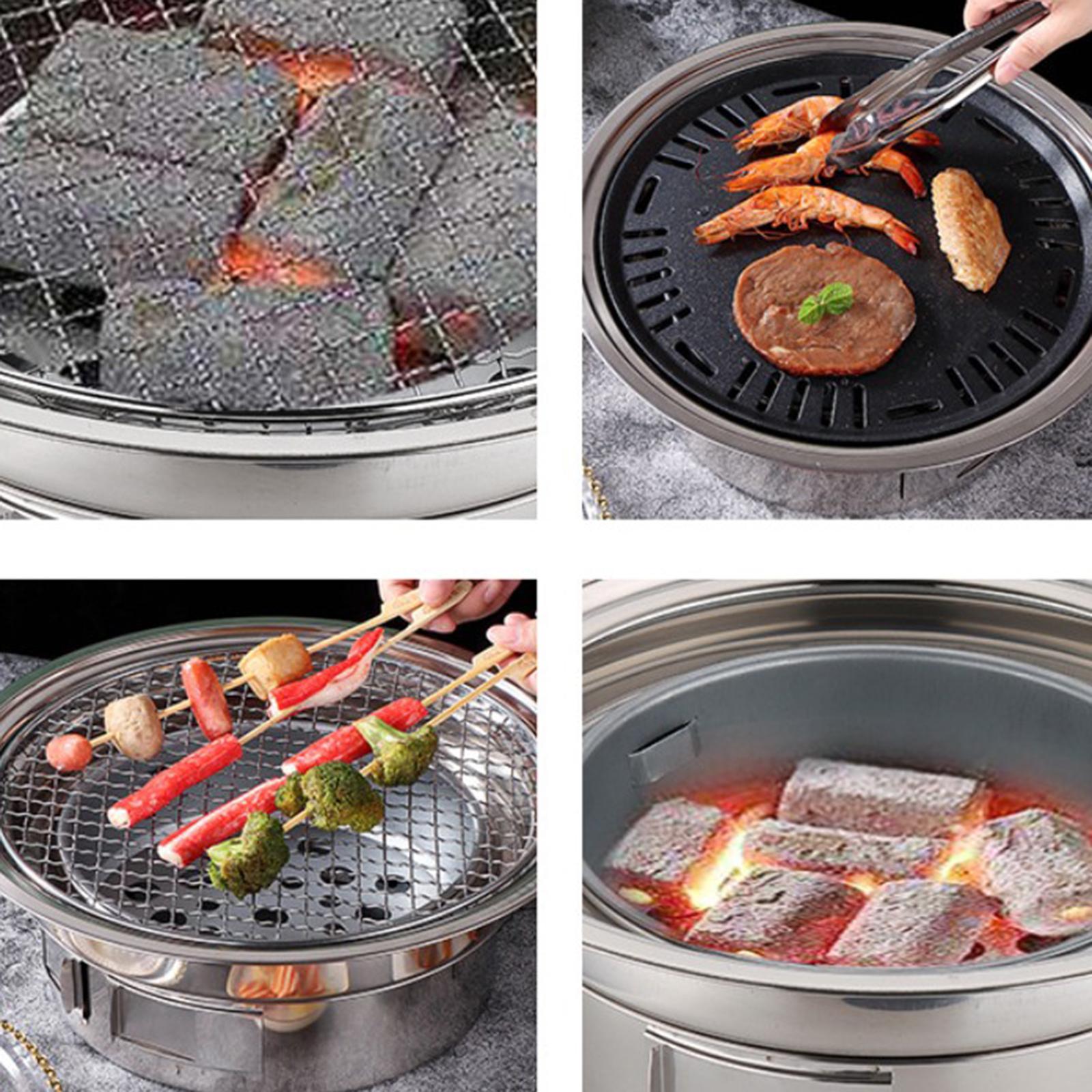 Charcoal Barbecue Grill BBQ Stove BBQ Plate Smokeless for Grilling Meat Fish Small