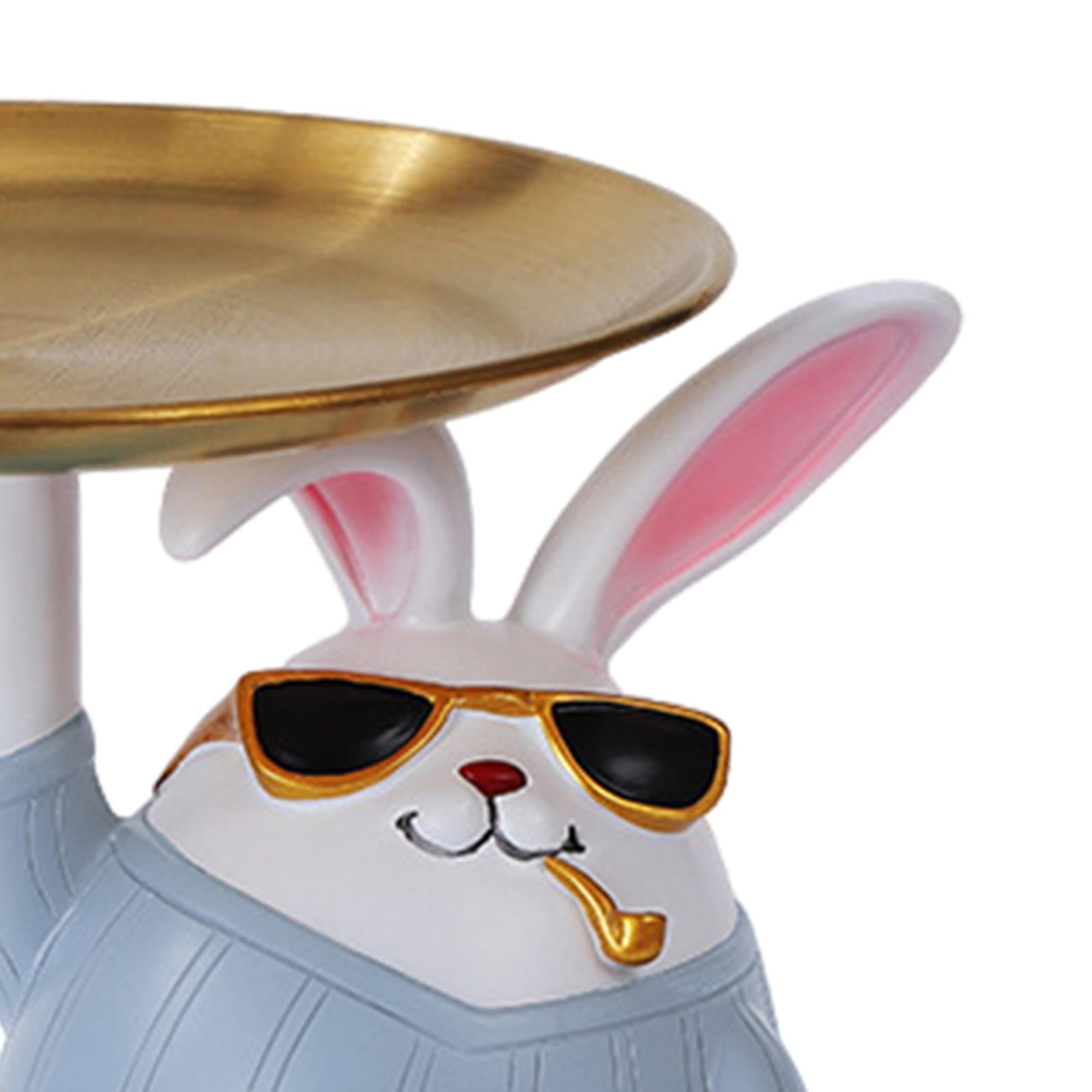 Creative Rabbit Storage Tray Jewelry Key Holder Home Decor Gray